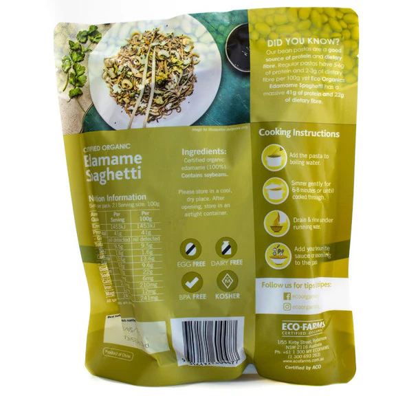 Eco Organics Edamame Bean Spaghetti 200g, Australia Certified Organic - Image 2