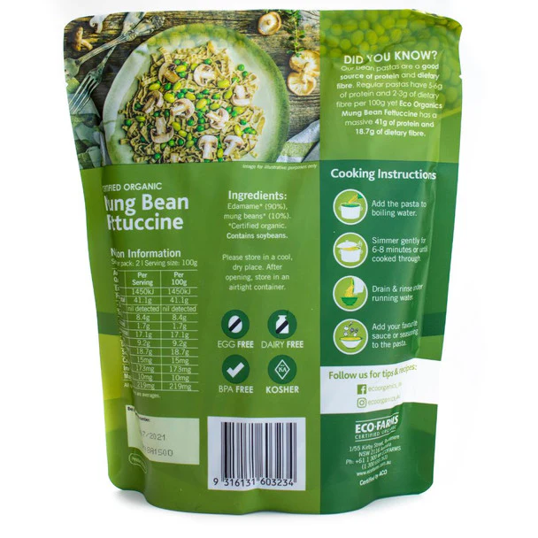 Eco Organics Mung Bean Fettuccine 200g, Australian Certified Organic - Image 2