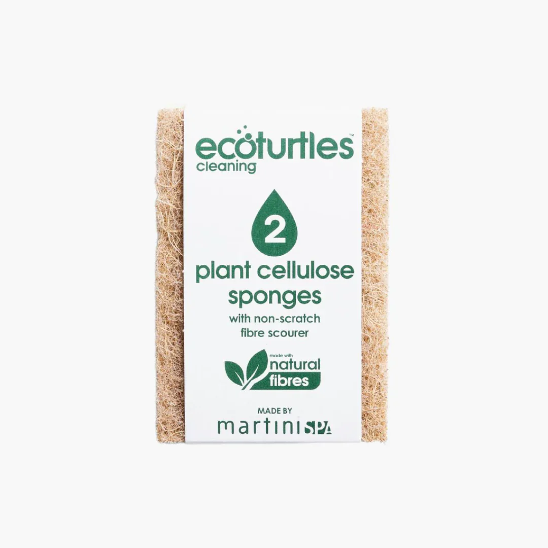 Eco Turtles Cleaning; Non-Scratch Fibre Scourer 2pk Of Cellulose Sponge, 100% Biodegradable & No Plastic