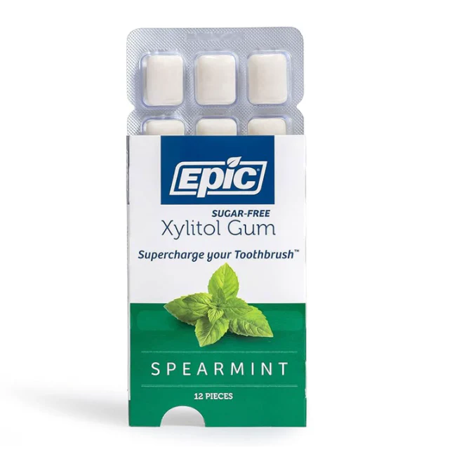 Epic Sugar-Free Xylitol Chewing Gum Single 12x Pieces Or Box of 12, Spearmint Flavour