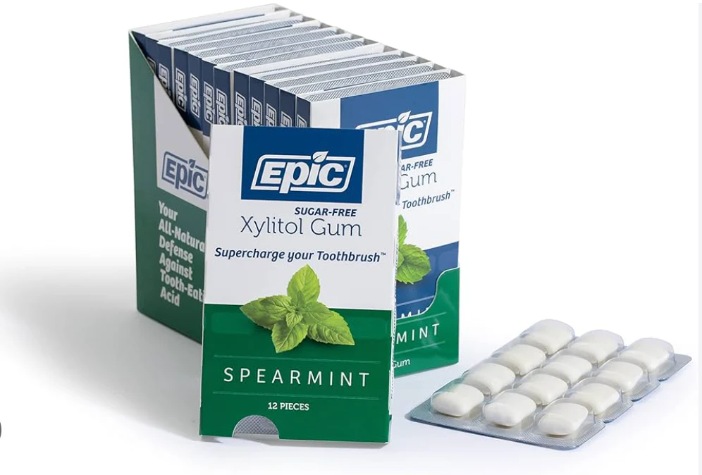 Epic Sugar-Free Xylitol Chewing Gum Single 12x Pieces Or Box of 12, Spearmint Flavour - Image 2