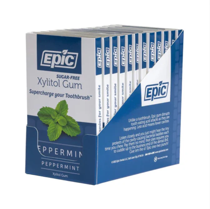 Epic Sugar-Free Xylitol Chewing Gum Single Pack 12x Pieces Or A Box of 12, Peppermint Flavour - Image 2