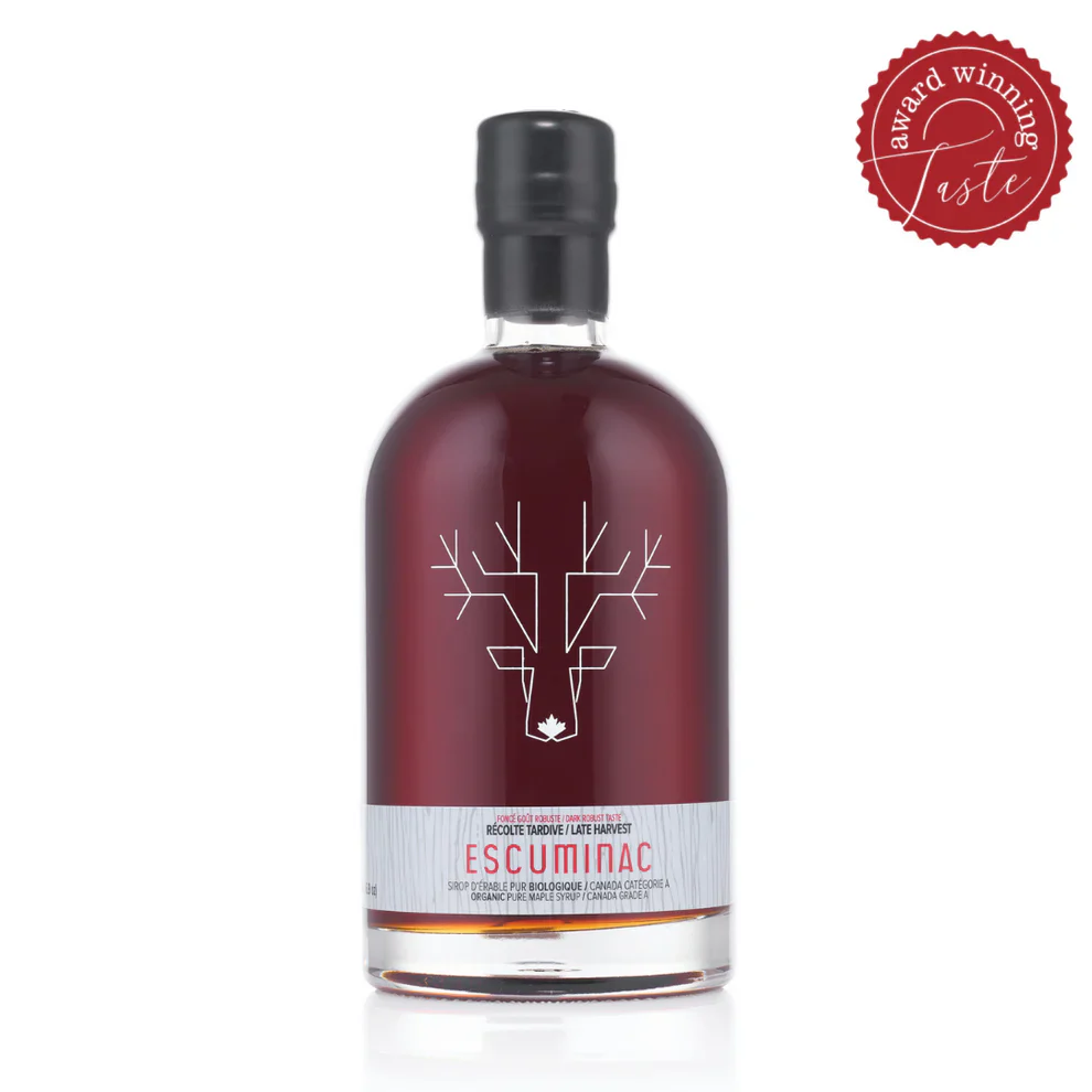 Escuminac Late Harvest Organic Maple Syrup 200mL, Intensely dark With A Pronounced Caramel Flavour - Image 2