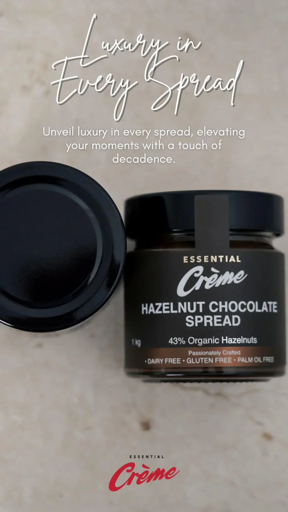 Essential Creme Hazelnut Chocolate Spread 200g, Seed Oil Free - Image 3