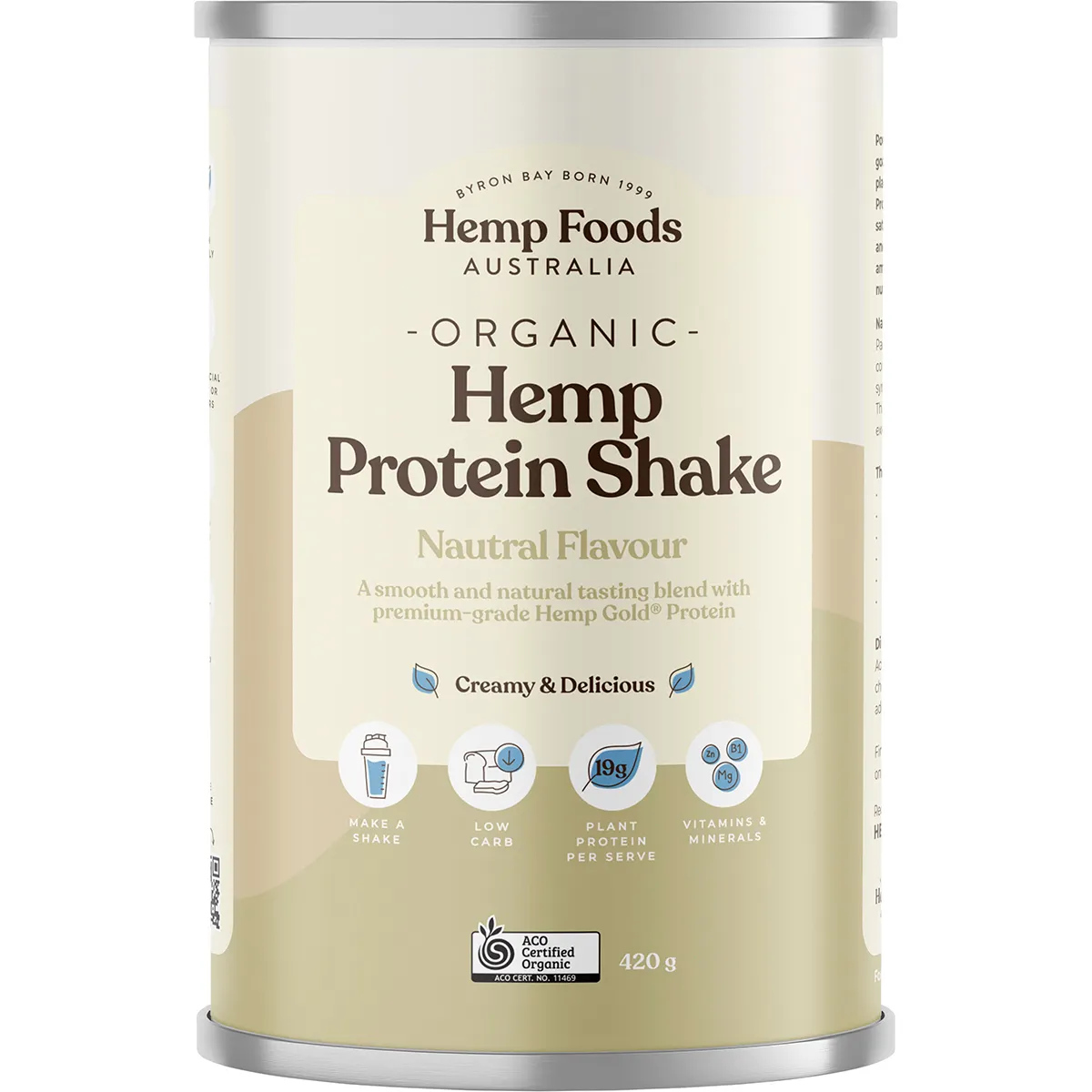 Hemp Foods Australia Organic Hemp Protein Shake 35g Or 420g, Natural Flavour Creamy & Delicious - Image 2