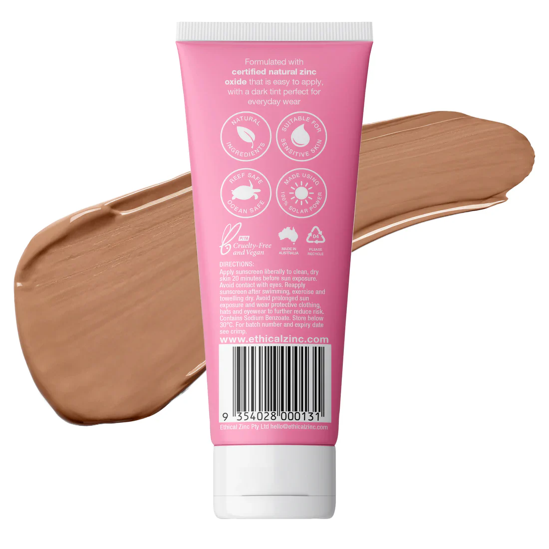 Ethical Zinc SPF50+ Daily Wear Tinted Facial Sunscreen 100g, Dark Tint - Image 3