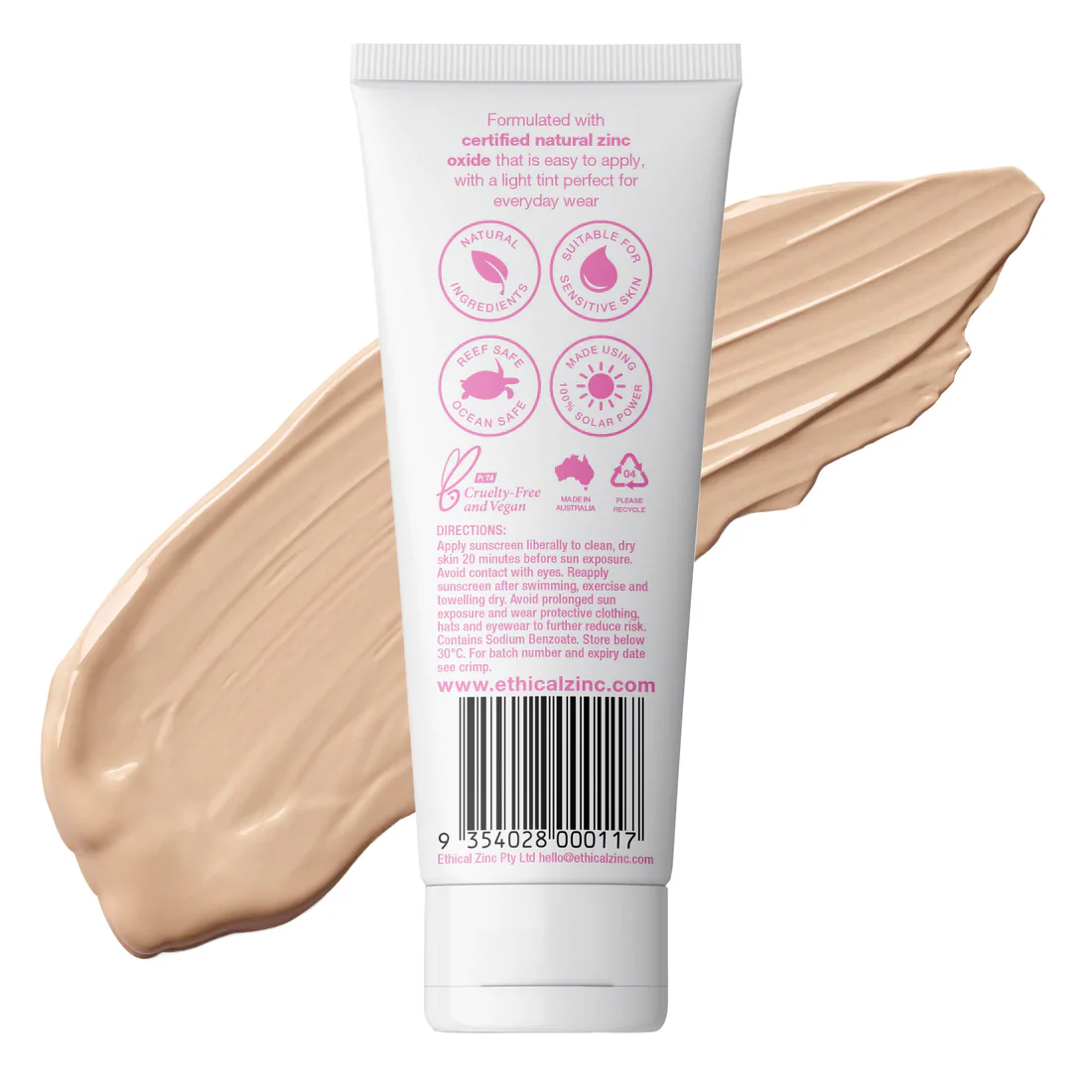 Ethical Zinc SPF50+ Daily Wear Tinted Facial Sunscreen 100g, Light Tint - Image 3