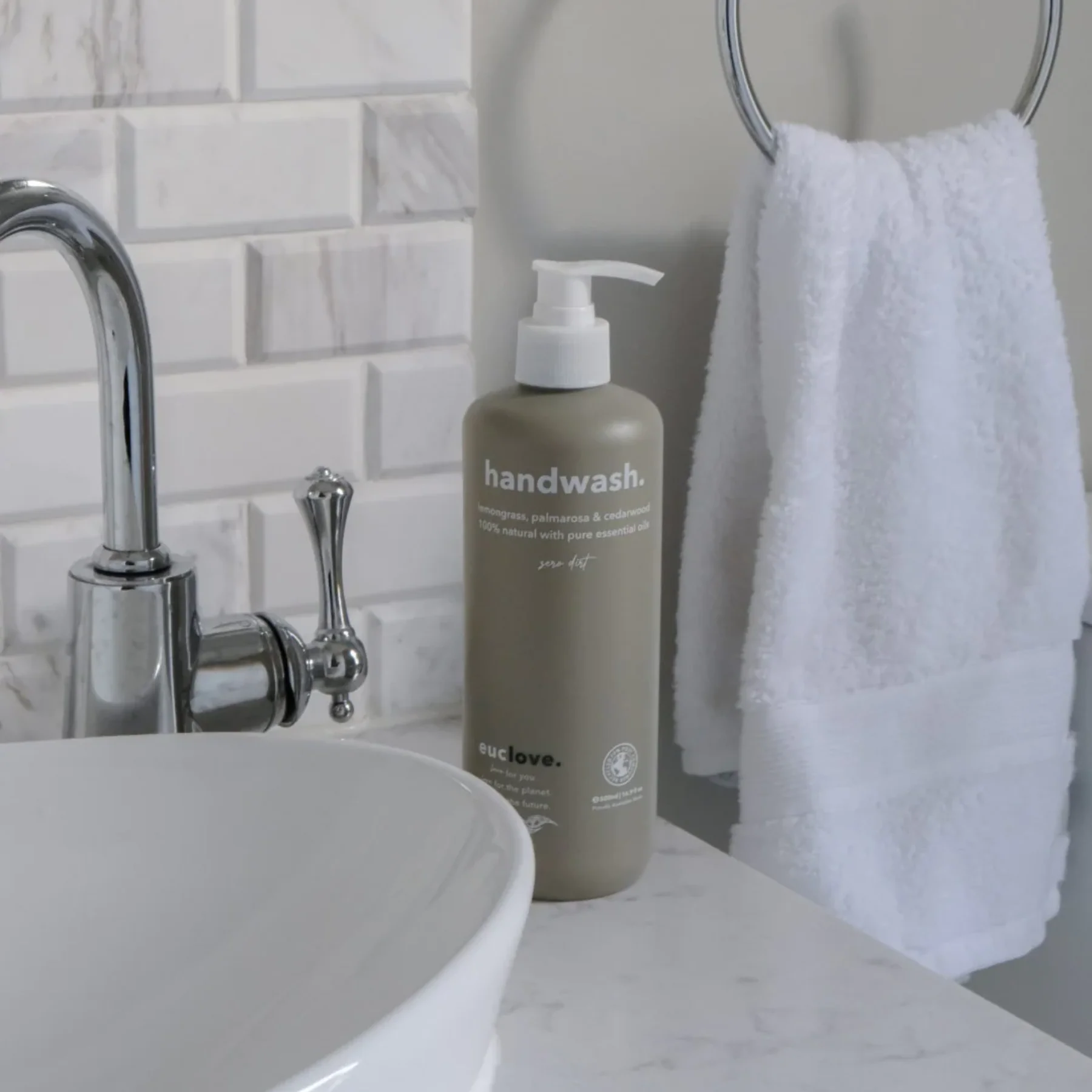 Euclove Nourishing Hand Wash 500mL or 1L, Lemongrass, Palmarosa & Cedarwood - Image 2