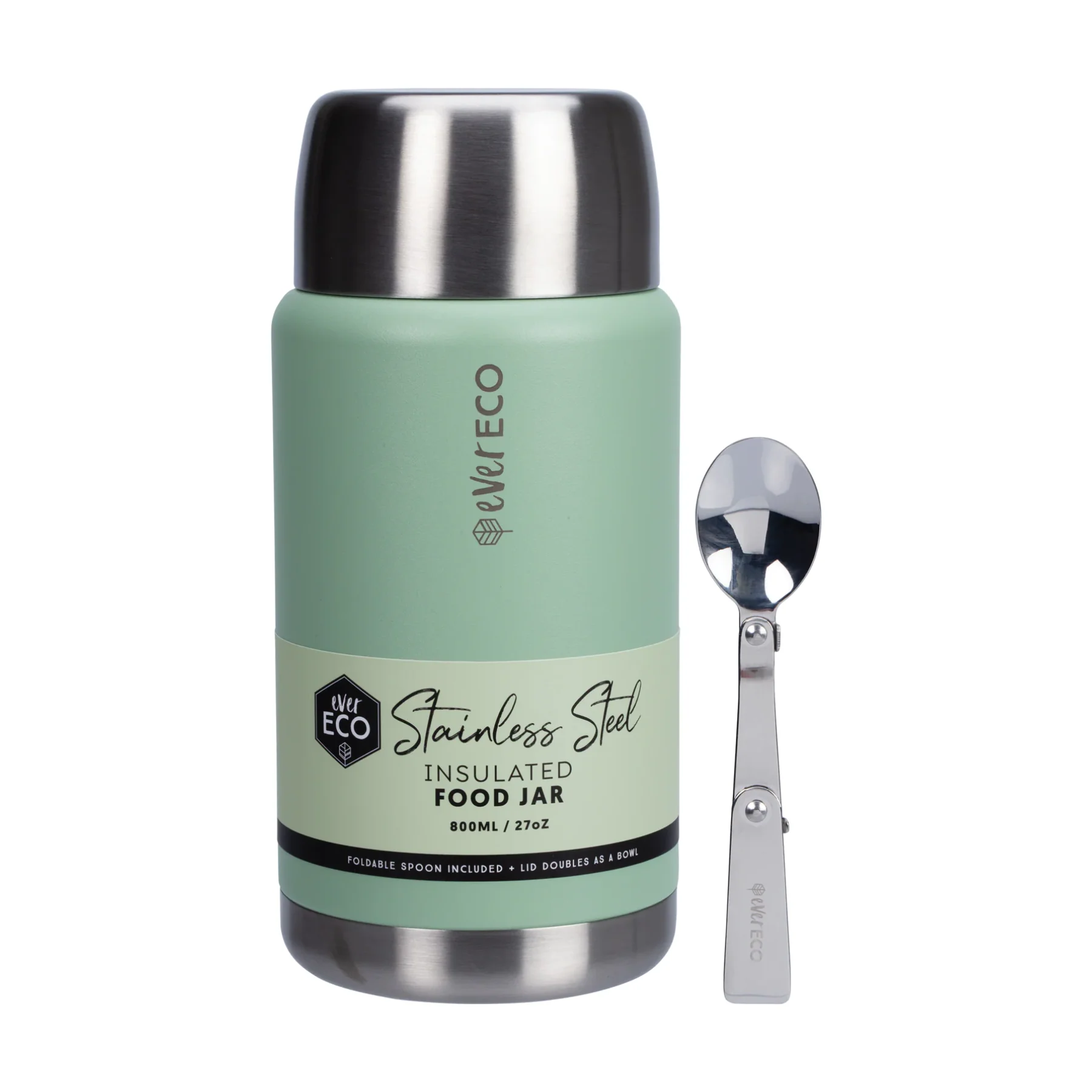 Ever Eco Insulated Food Jar 500ml Or 800ml, Sage - Image 4