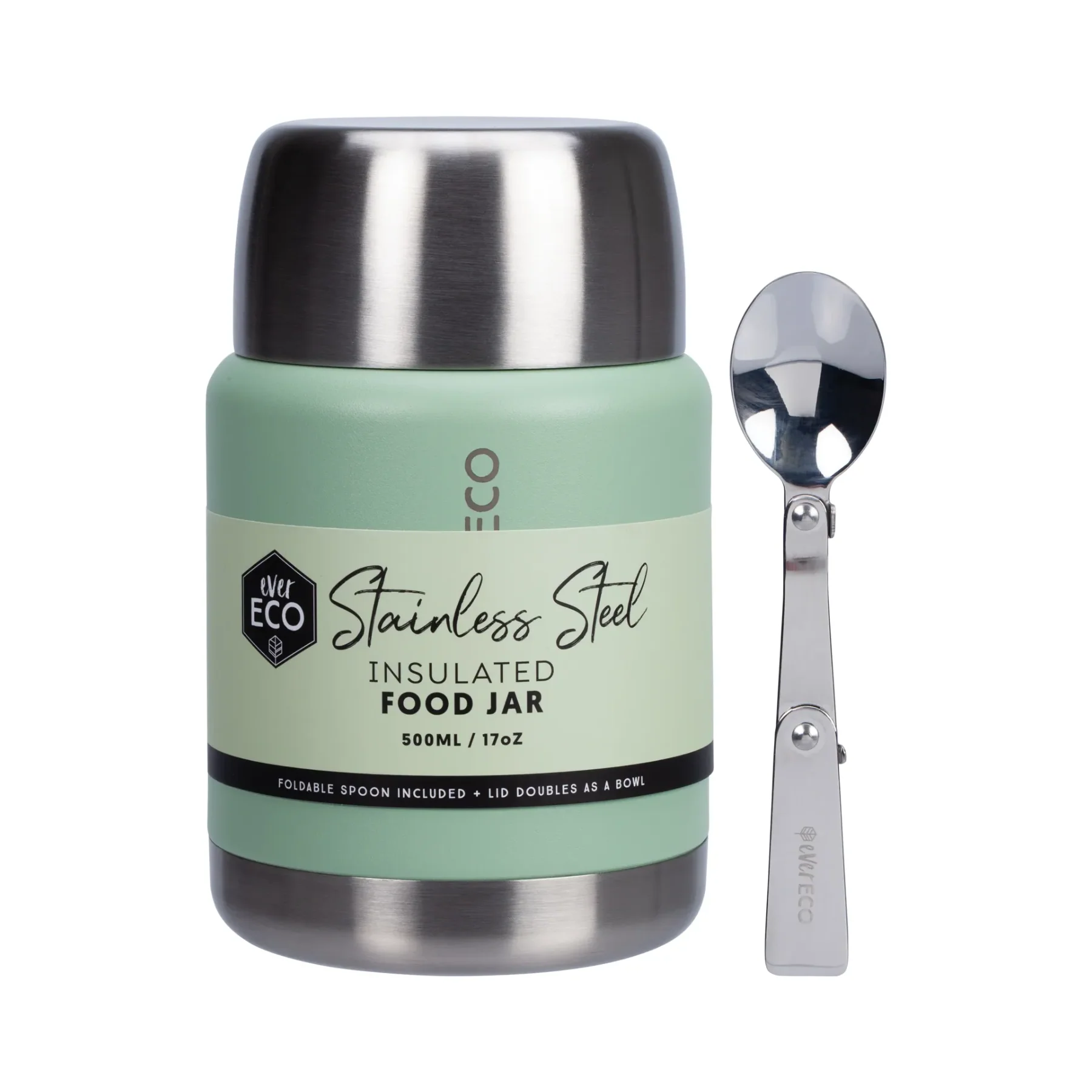 Ever Eco Insulated Food Jar 500ml Or 800ml, Sage - Image 5
