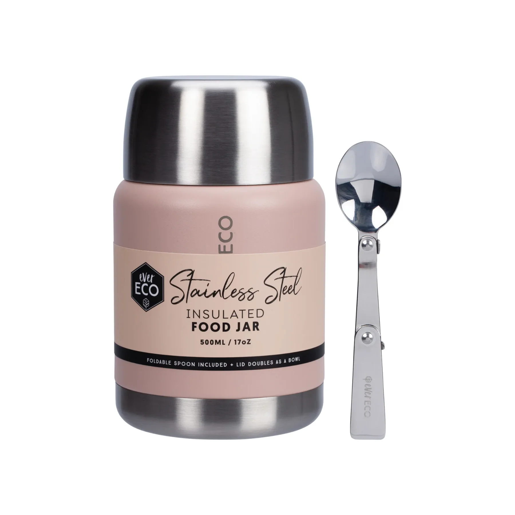 Ever Eco Insulated Food Jar 500ml Or 800ml, Rose - Image 5