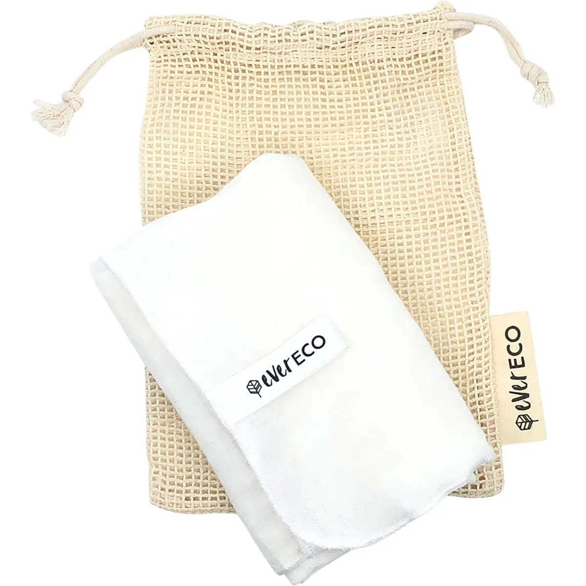 Ever Eco Muslin Facial Cloths 2 Pack, With A Cotton Wash Bag - Image 3