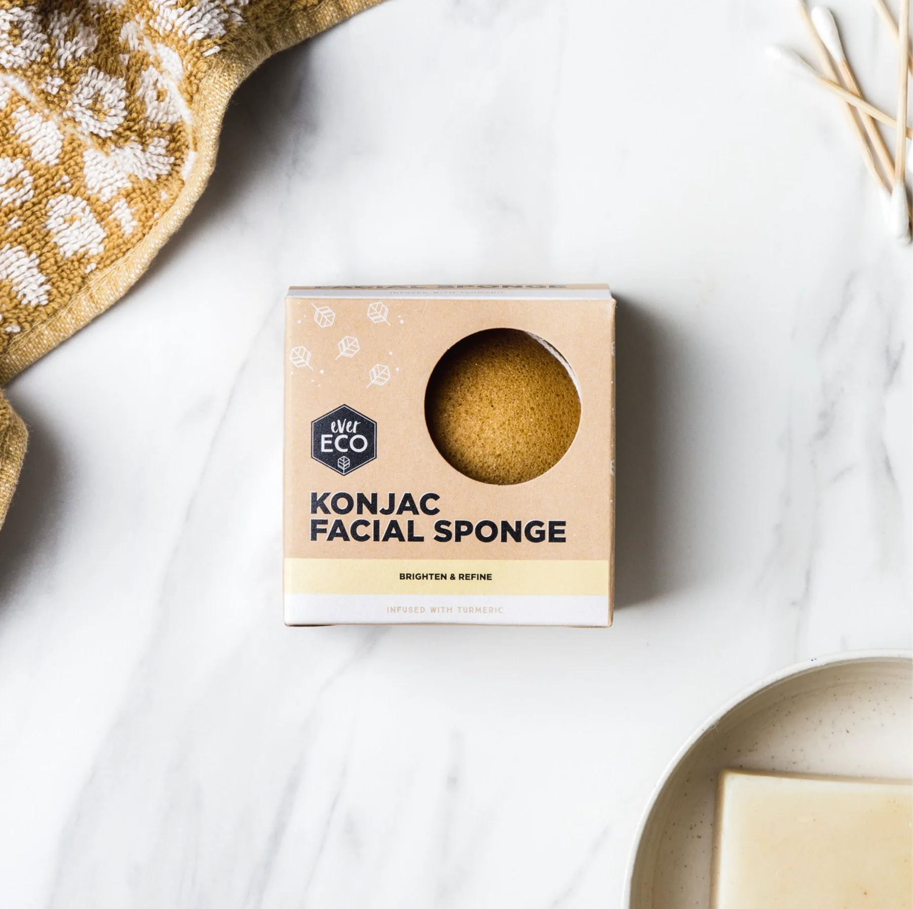 Ever Eco Reusable Konjac Facial Sponge, Original Charcoal Or Turmeric - Image 5
