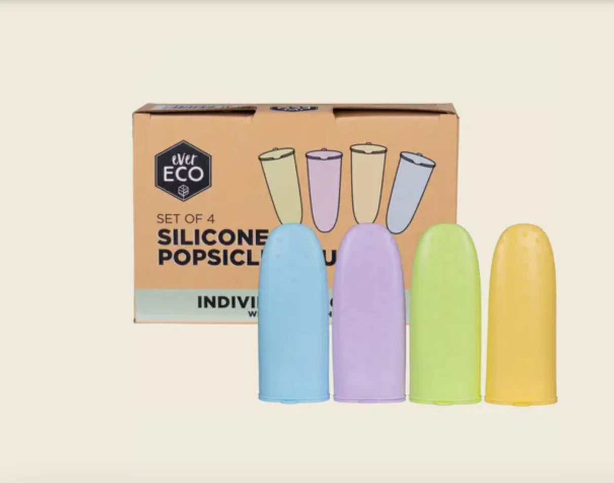Ever Eco Silicone Popsicle Moulds Set Of 4, With Lids Attached - Image 3
