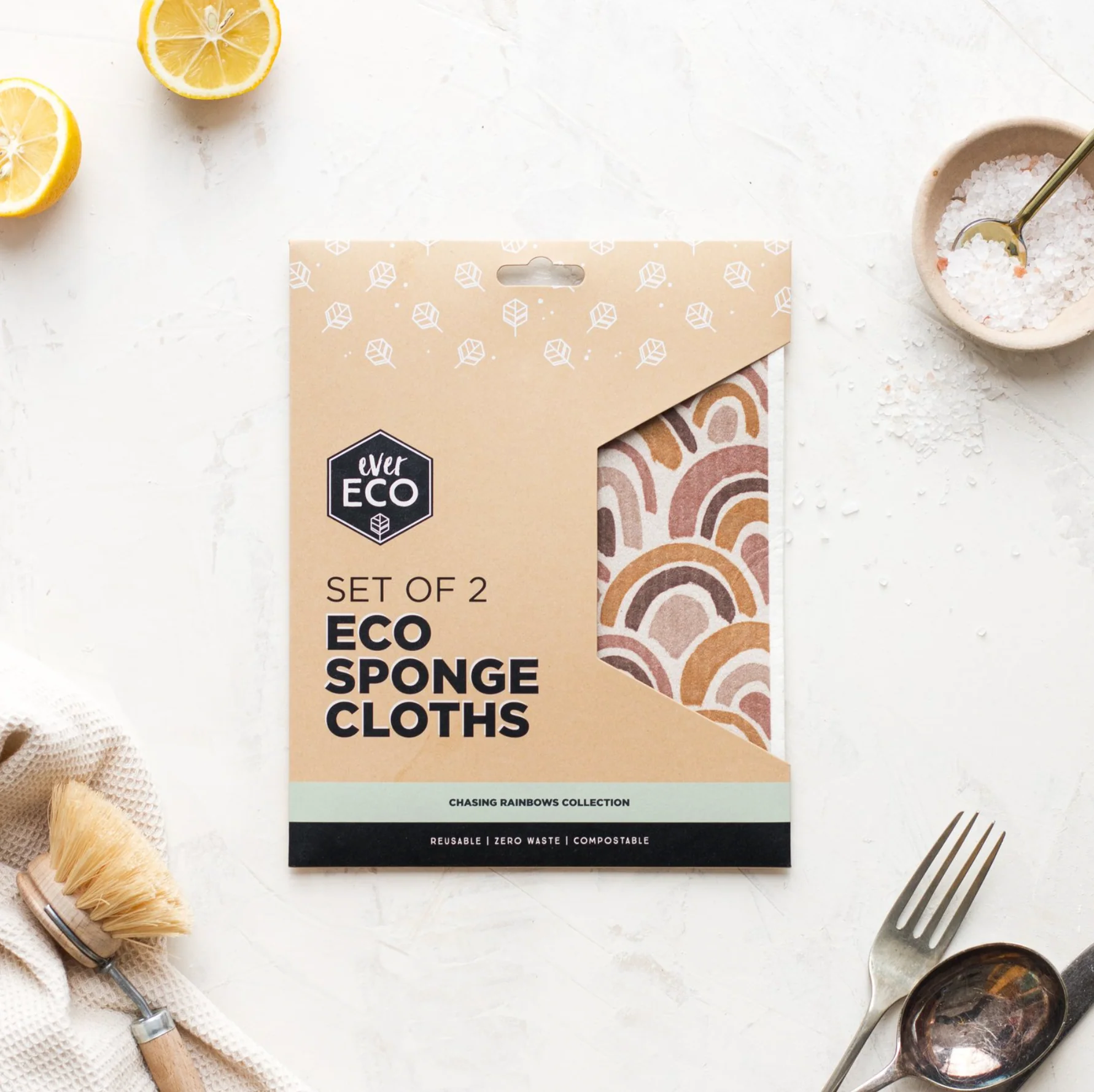 Ever Eco Sponge Cloths 2 Pack, Chasing Rainbows Collection - Image 3