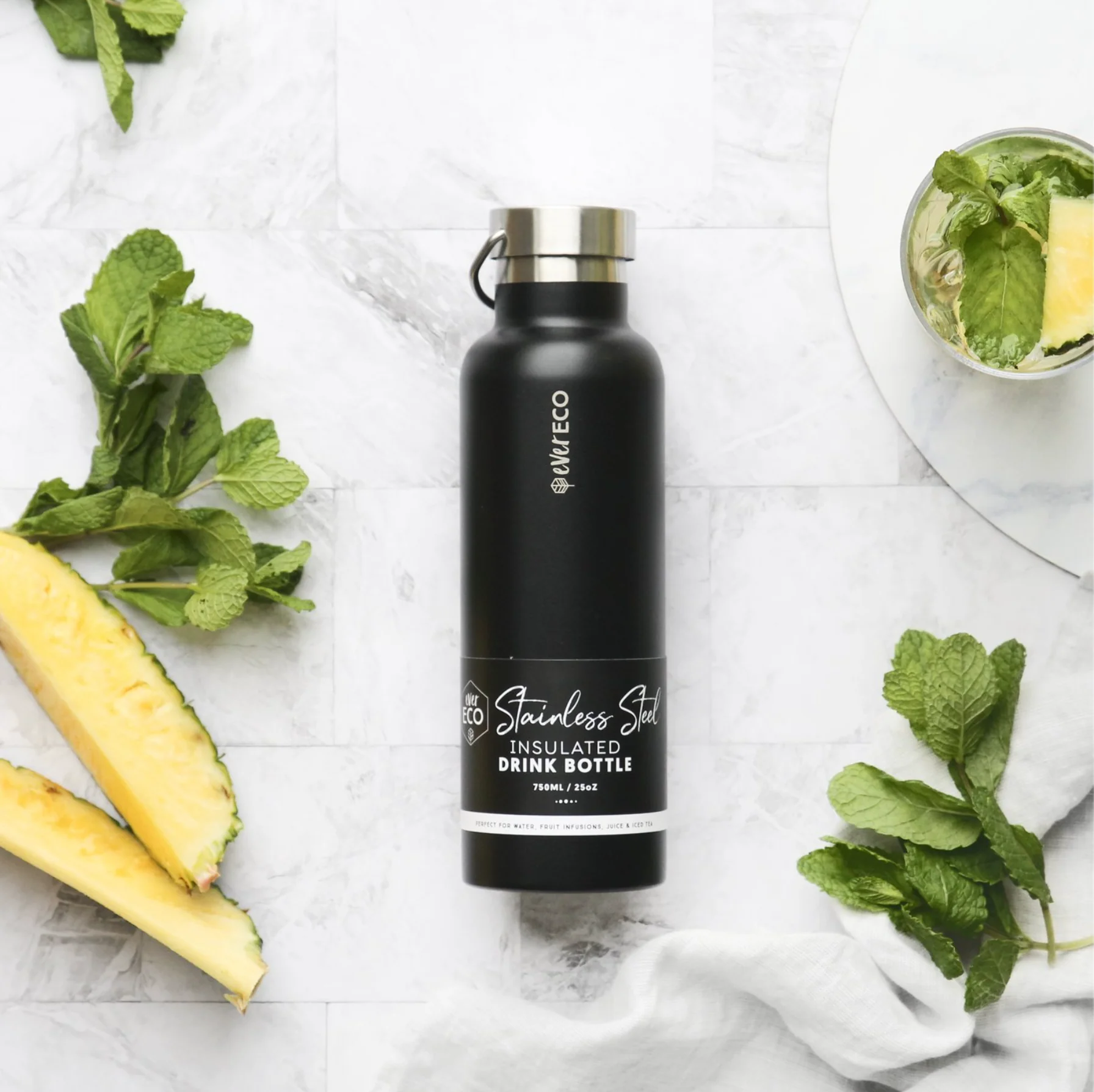Ever Eco Stainless Steel Bottle 750ml, Onyx