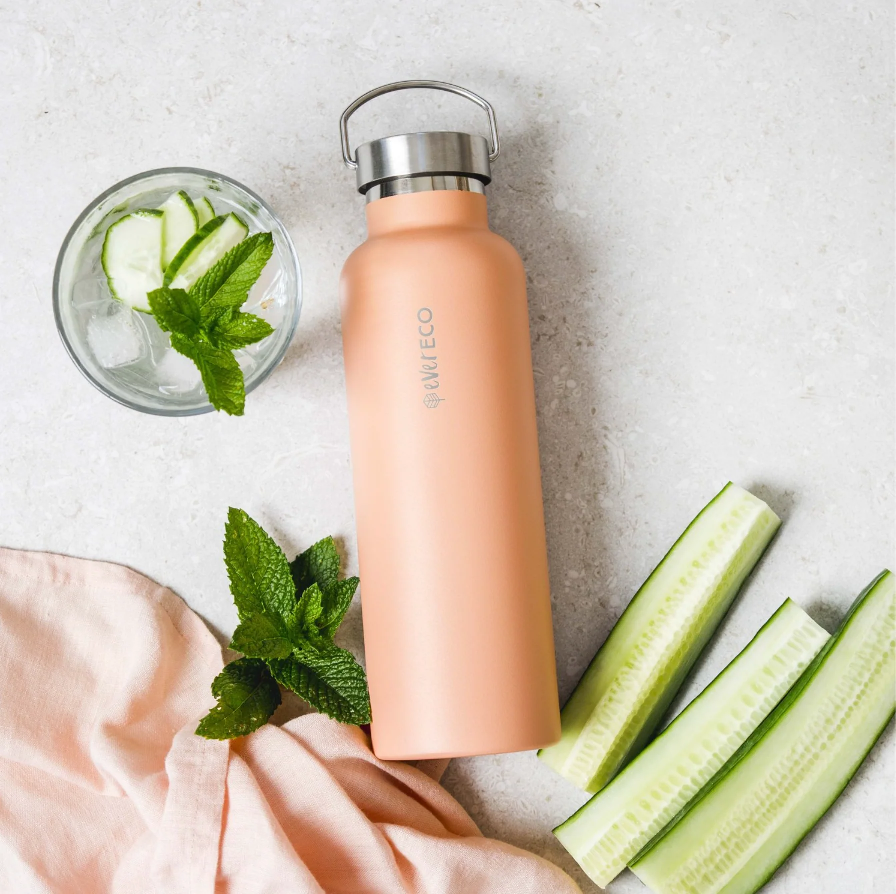 Ever Eco Stainless Steel Bottle 750ml, Los Angeles Peach