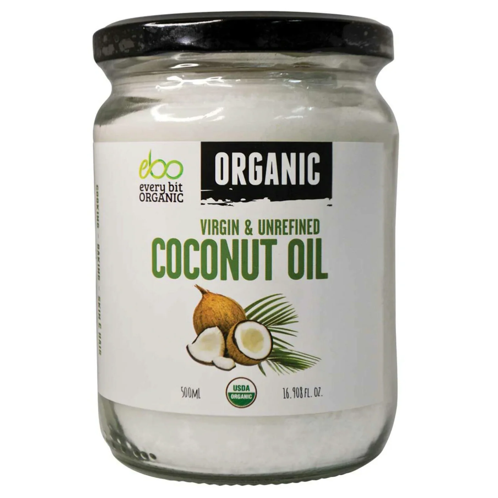 Every Bit Organic Coconut Oil 500mL, Virgin & Unrefined