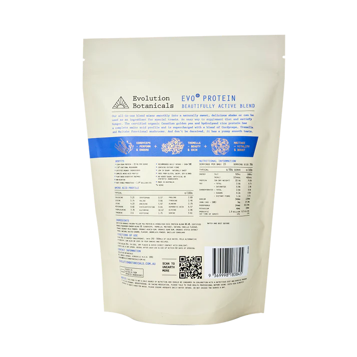 Evolution Botanicals Organic EVO+ Protein 450g, Beautifully Active Blend Creamy Vanilla - Image 2
