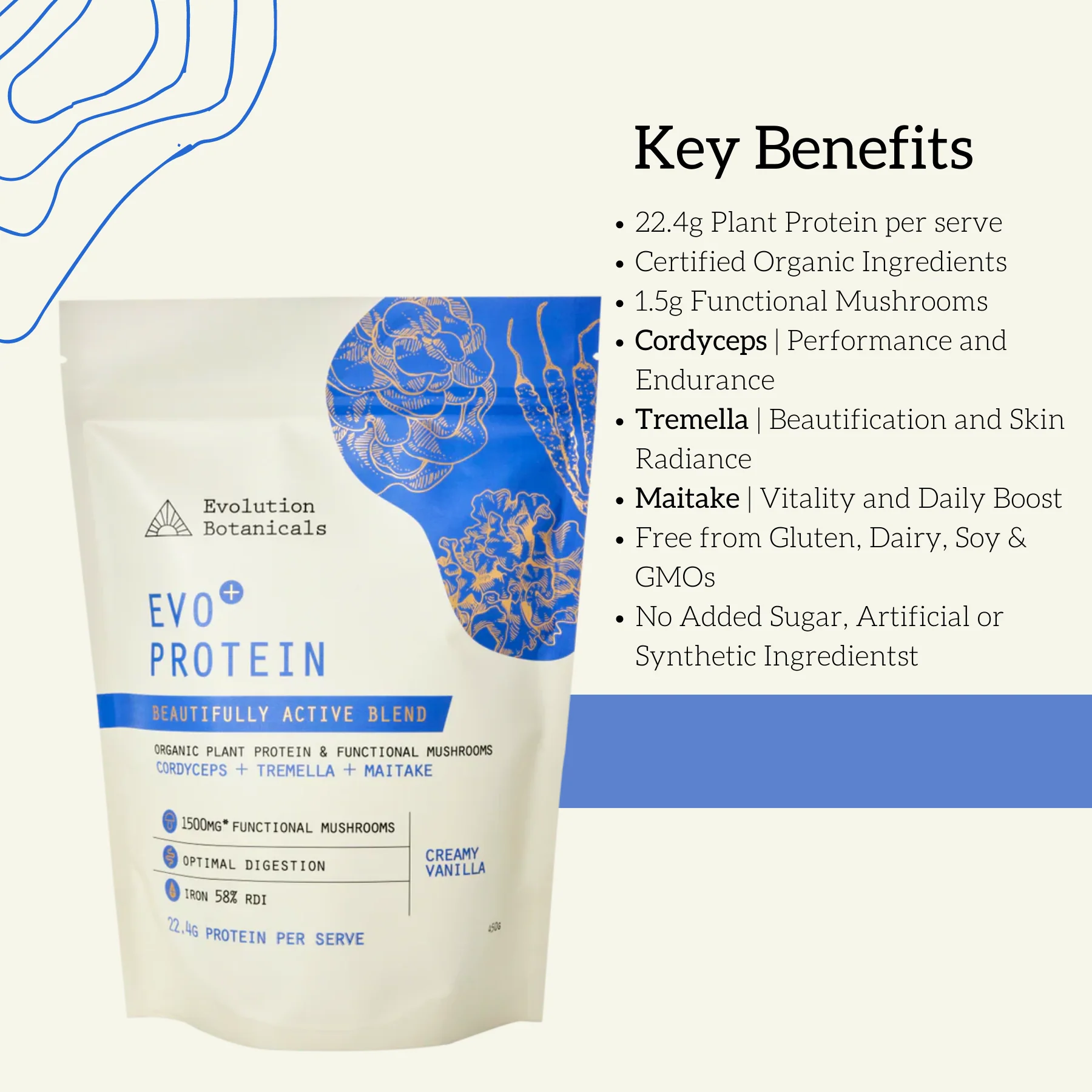 Evolution Botanicals Organic EVO+ Protein 450g, Beautifully Active Blend Creamy Vanilla - Image 3