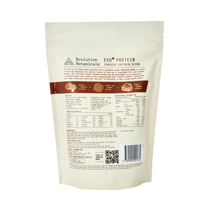 Evolution Botanicals Organic EVO+ Protein 450g, Forever Sustain Blend Smooth Chocolate - Image 2