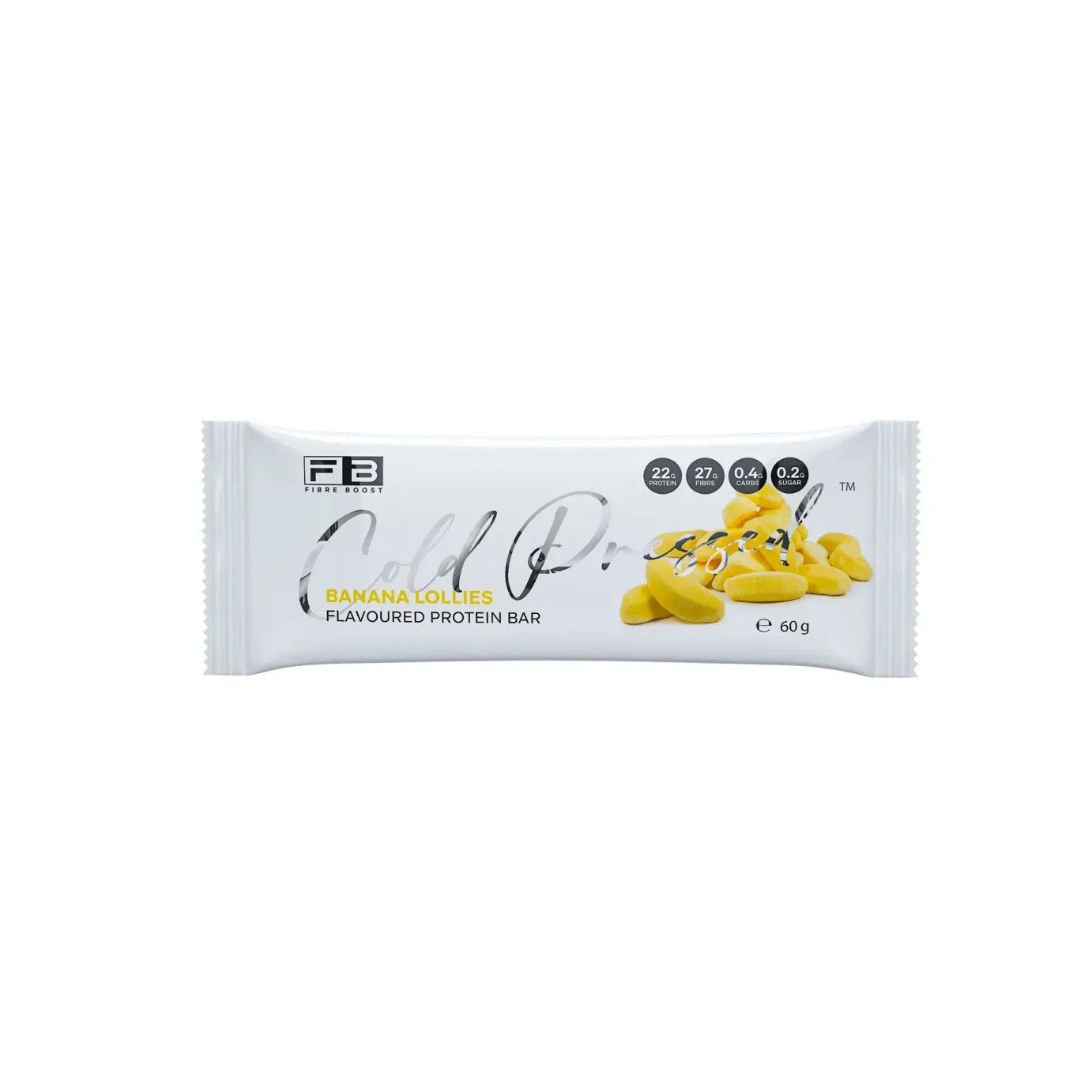 Fibre Boost Cold Pressed Protein Bar Single or Box of 12, Banana Lollies Flavour
