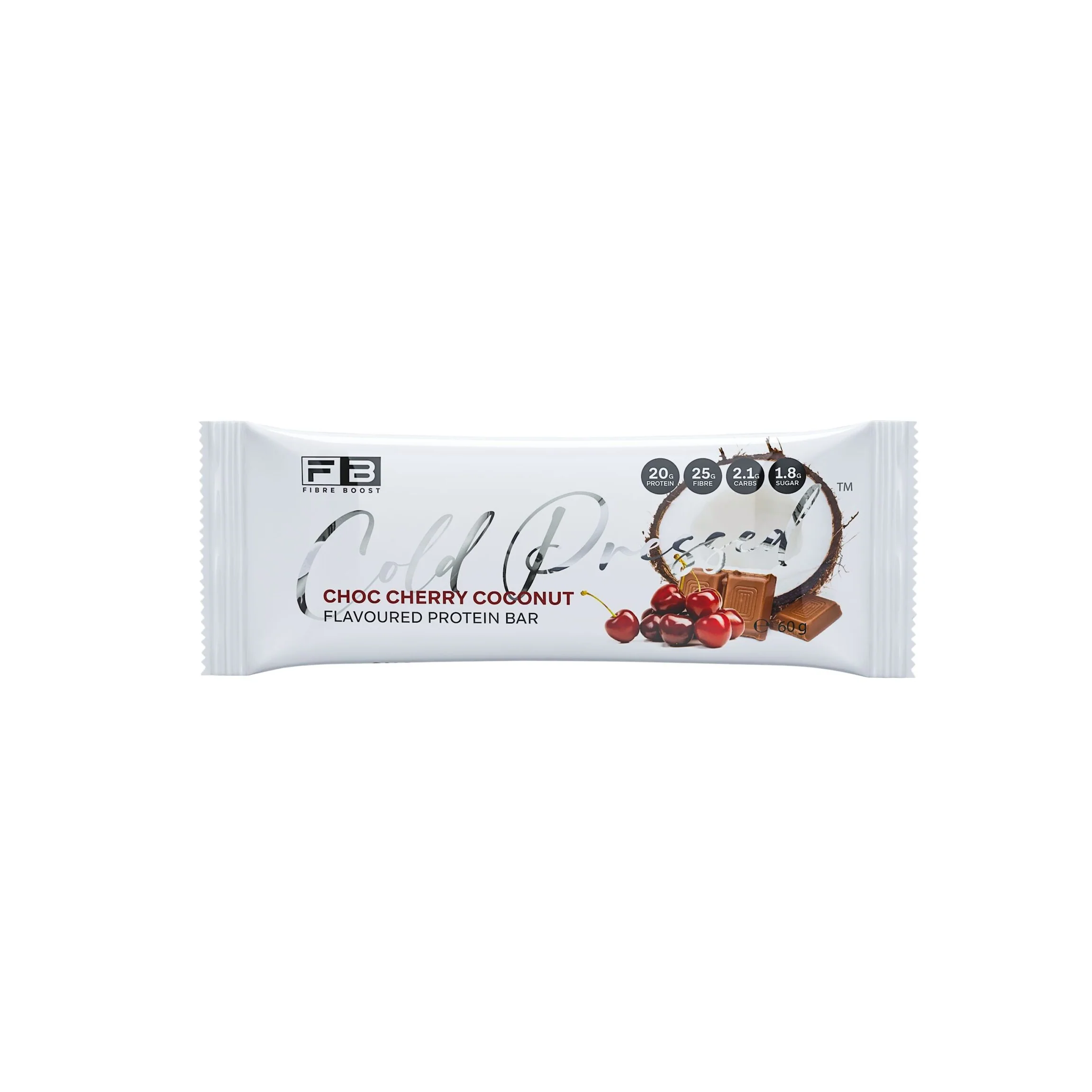 Fibre Boost Cold Pressed Protein Bar Single or Box of 12, Choc Cherry Coconut Flvaour