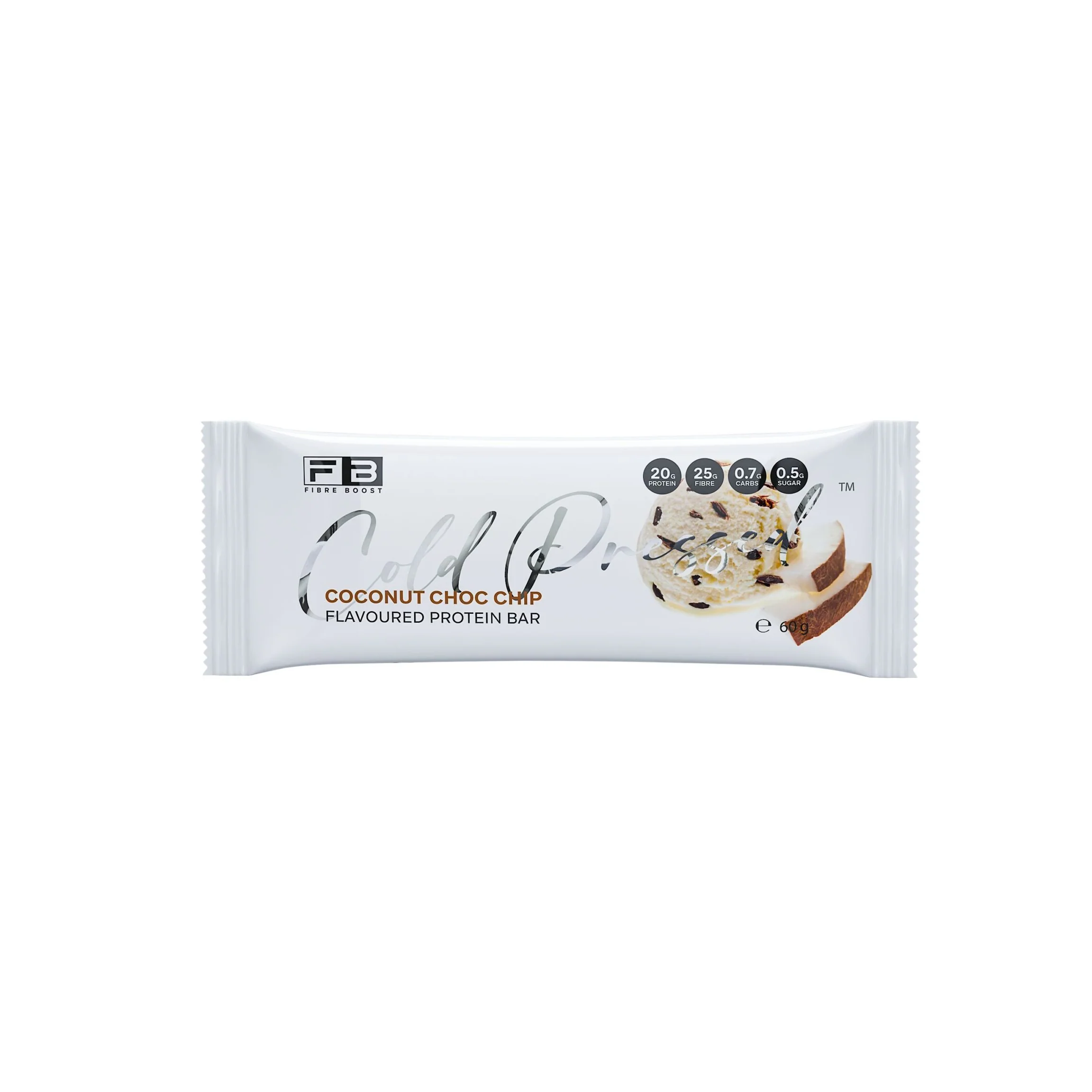 Fibre Boost Cold Pressed Protein Bar Single or Box of 12, Coconut Choc Chip Flavour