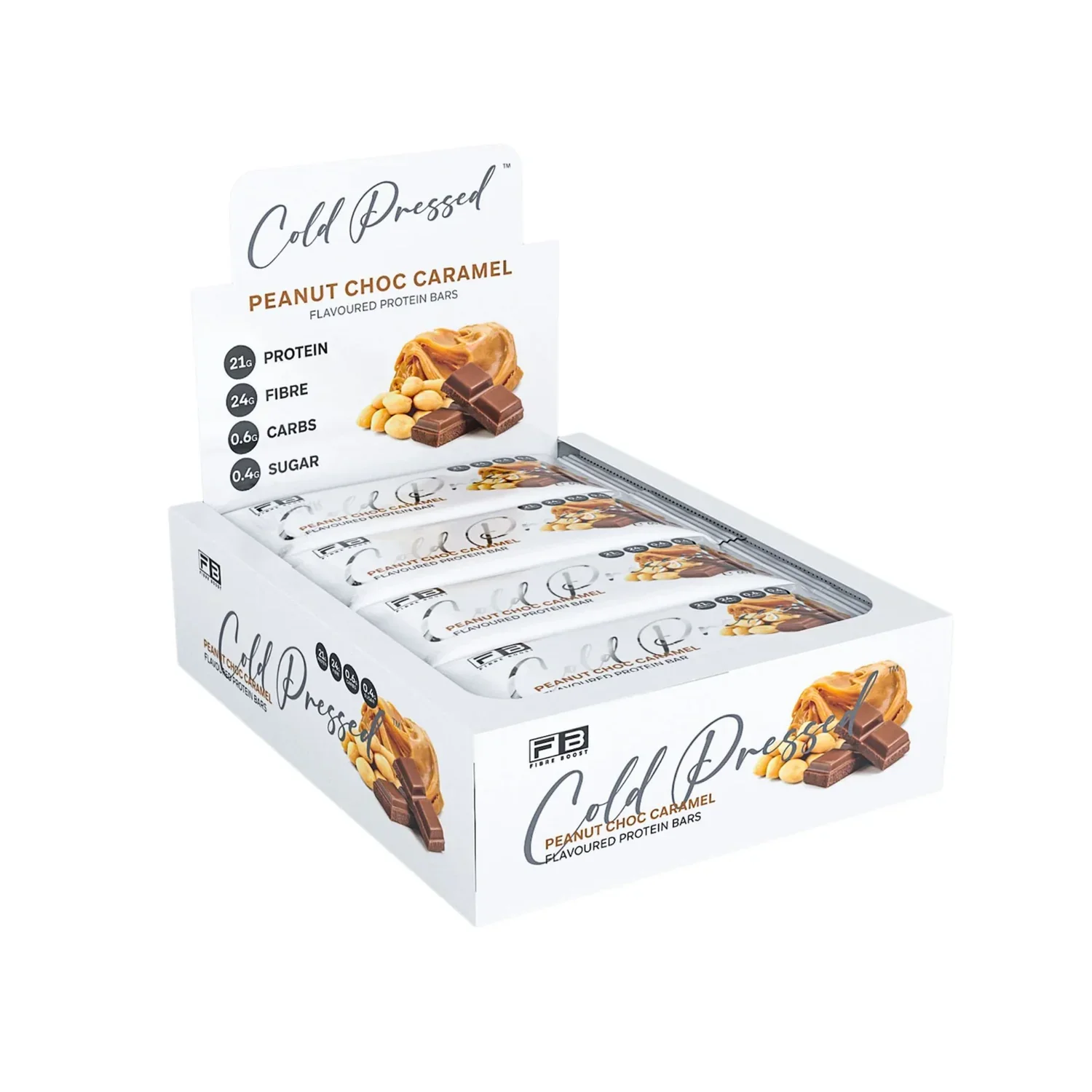 Fibre Boost Cold Pressed Protein Bar Single or Box of 12, Peanut Choc Caramel Flavour - Image 2