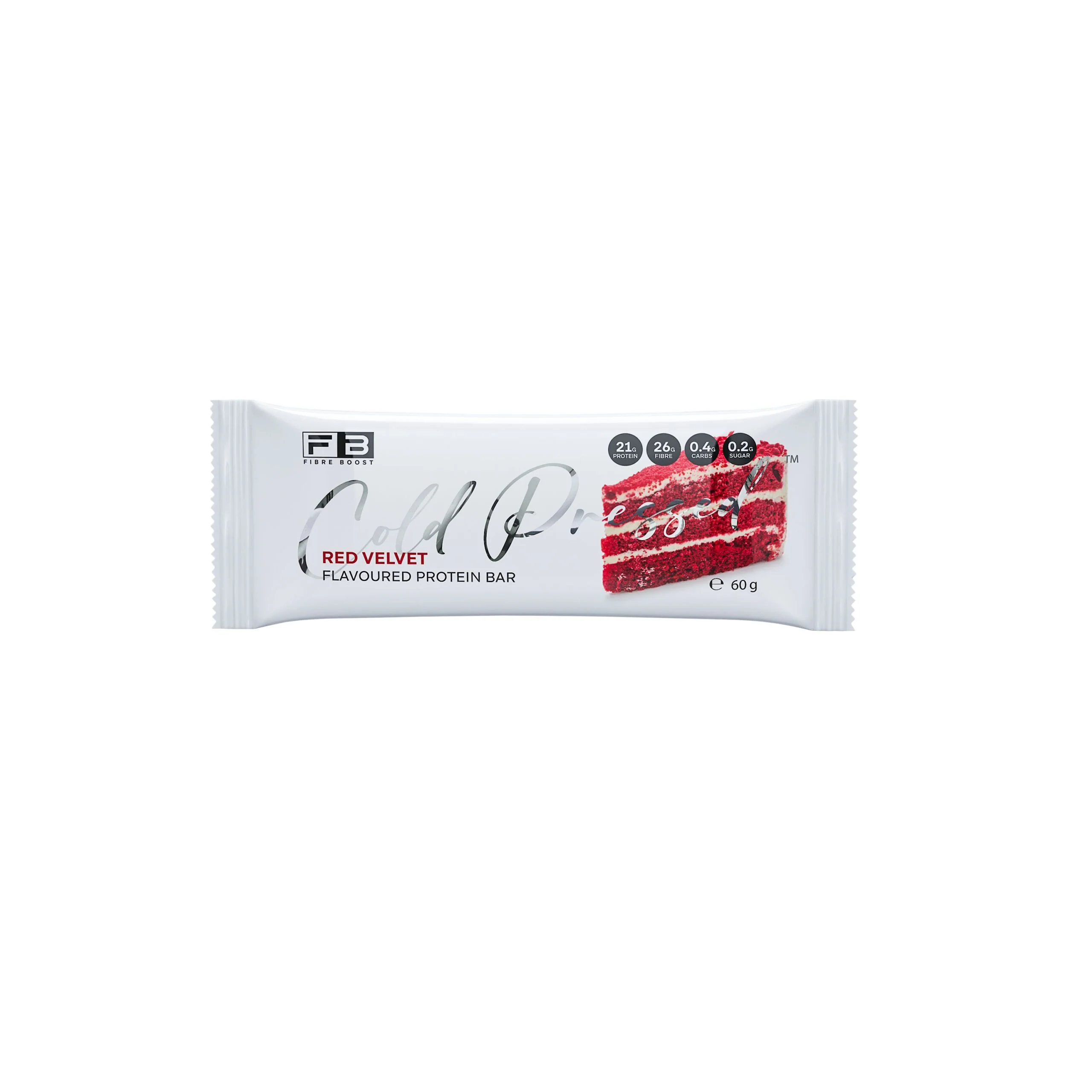 Fibre Boost Cold Pressed Protein Bar Single or Box of 12, Red Velvet Flavour