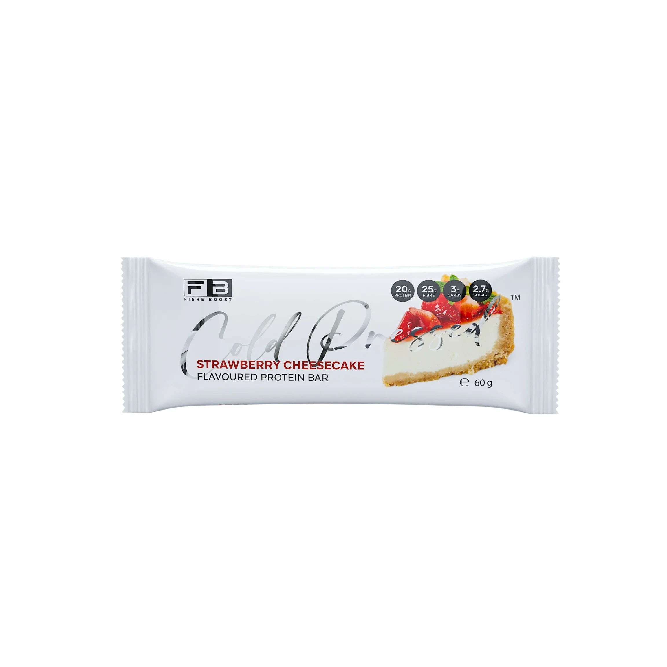 Fibre Boost Cold Pressed Protein Bar Single or Box of 12, Strawberry Cheesecake Flavour