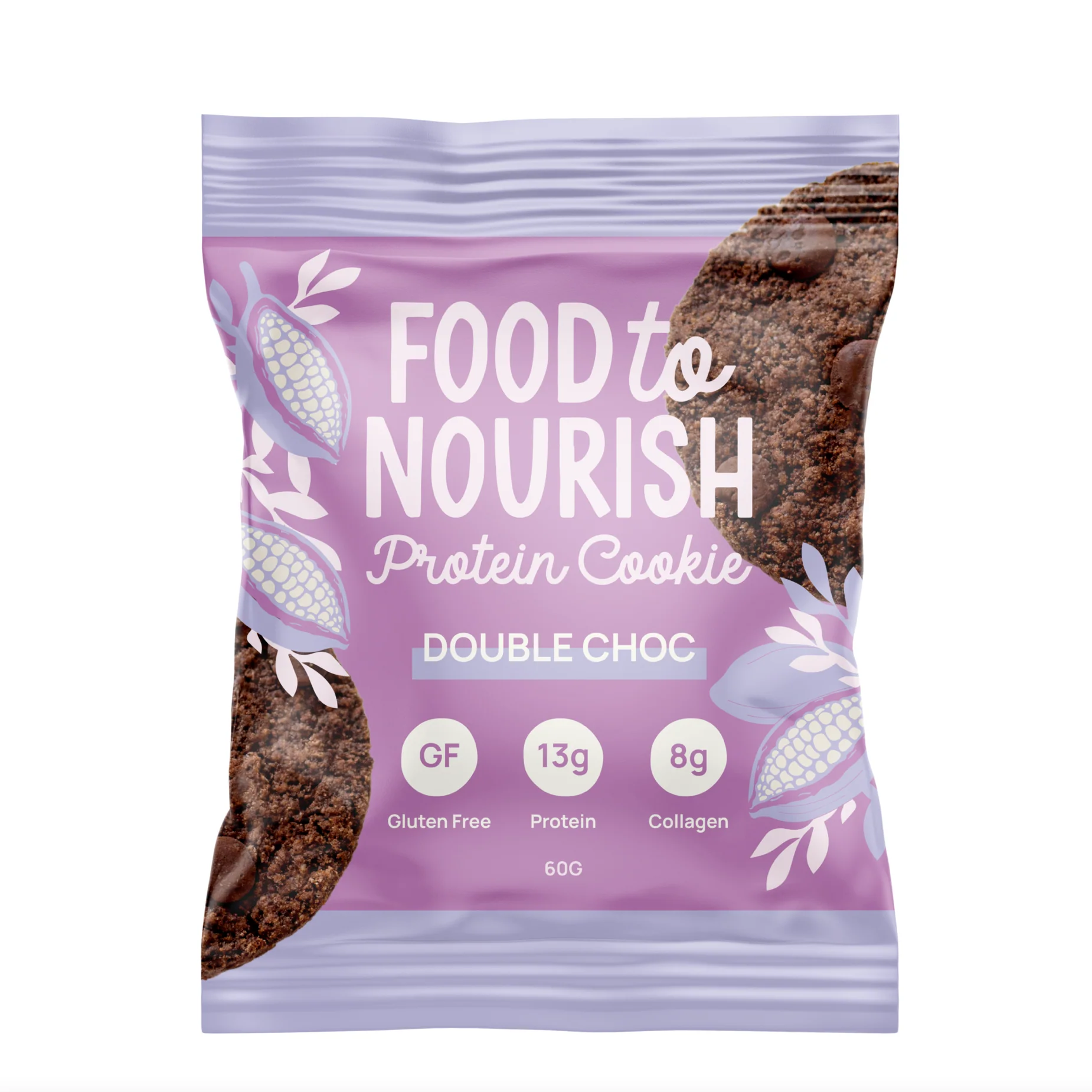 Food To Nourish Protein Cookie 60g Or Box of 12, Double Choc Flavour