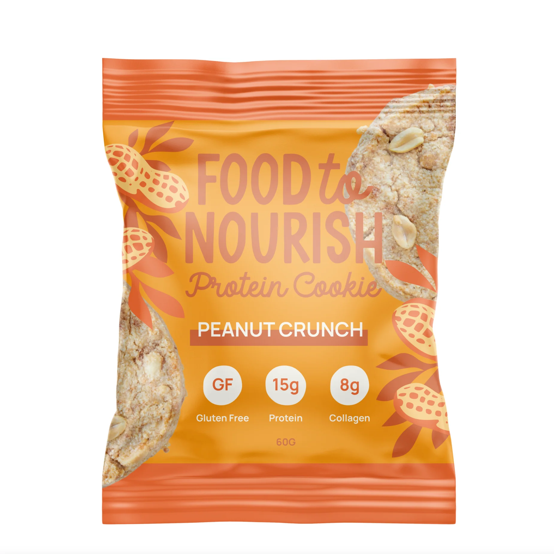 Food To Nourish Protein Cookie 60g Or A Box of 12, Peanut Crunch Flavour