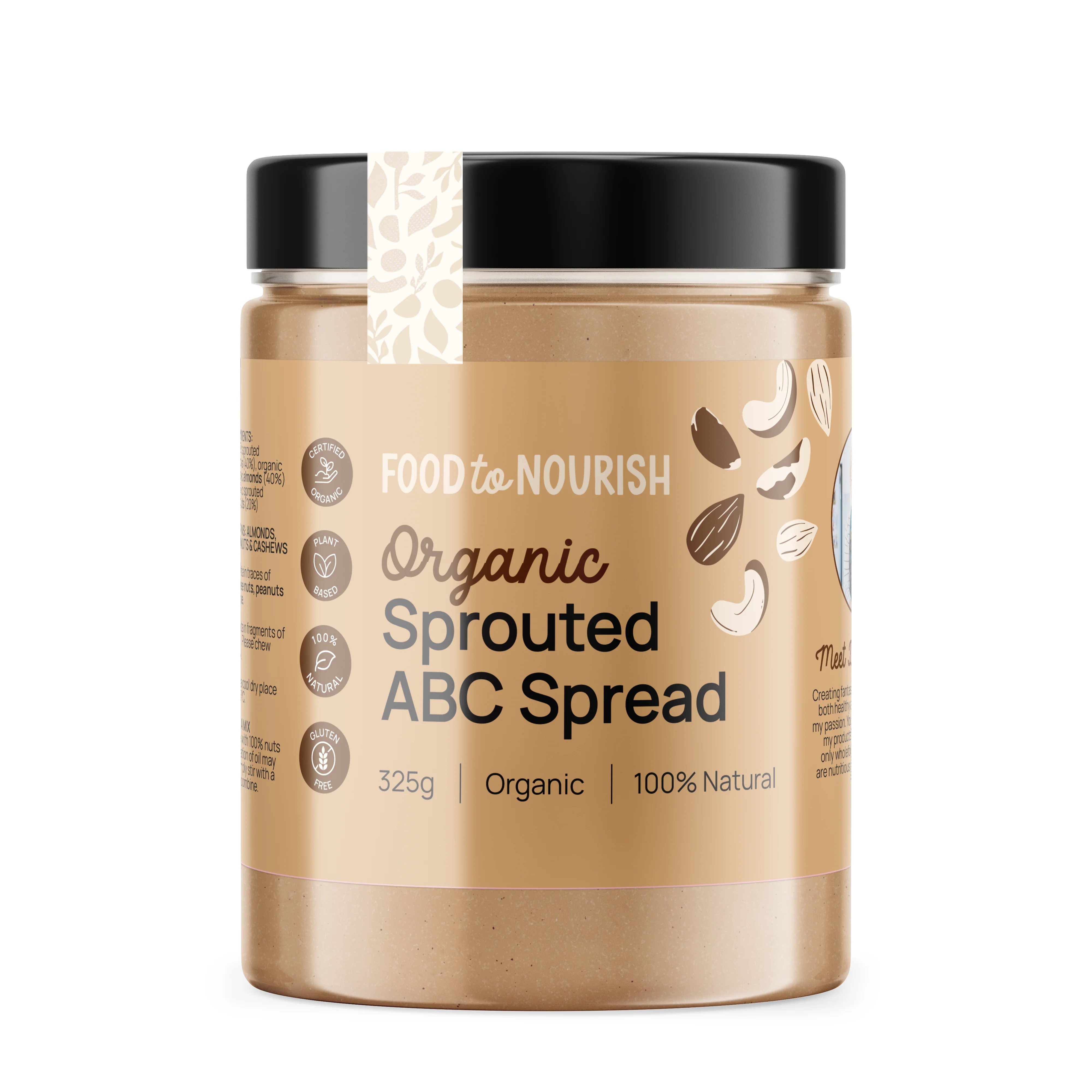 Food To Nourish ABC Sprouted Nut Butter 200g Or 325g, With Almond Cashews & Brazil Nuts - Image 3