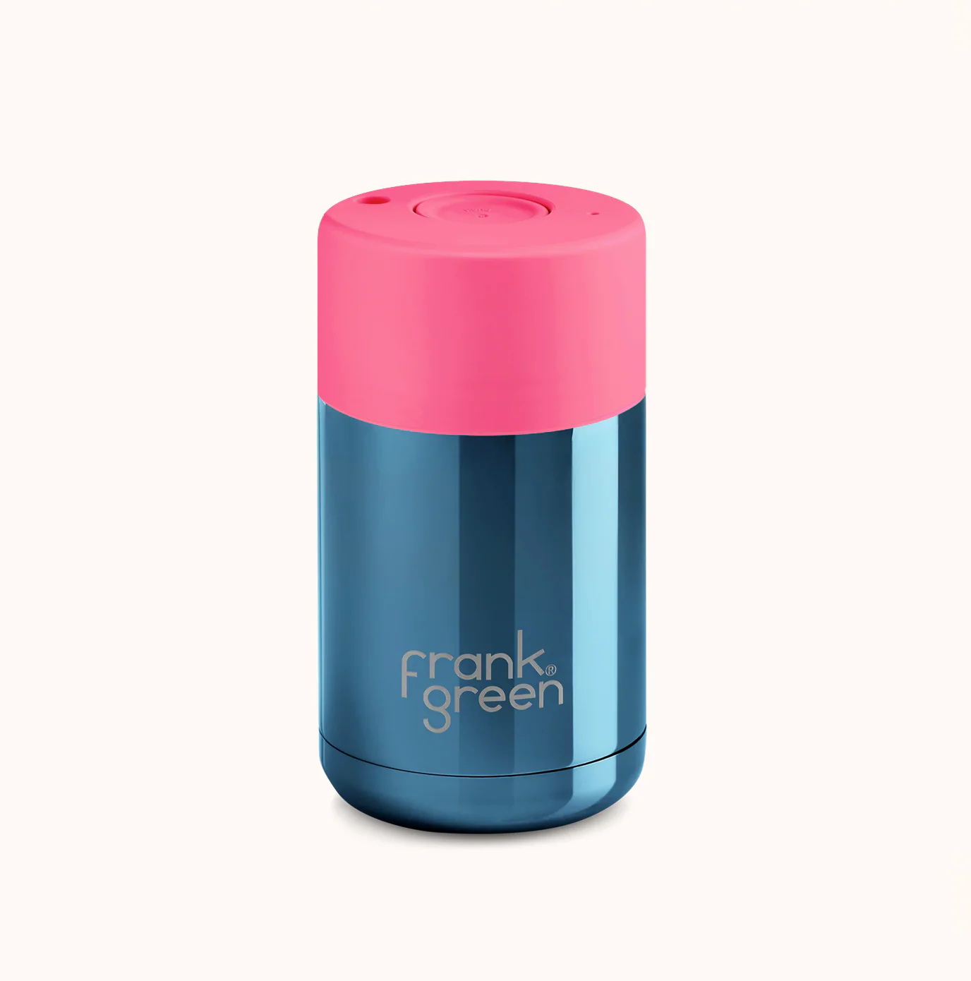 Frank Green Ceramic Reusable Cup Chrome Collection 10oz, Metallic Blue (Push Lid) - Image 4