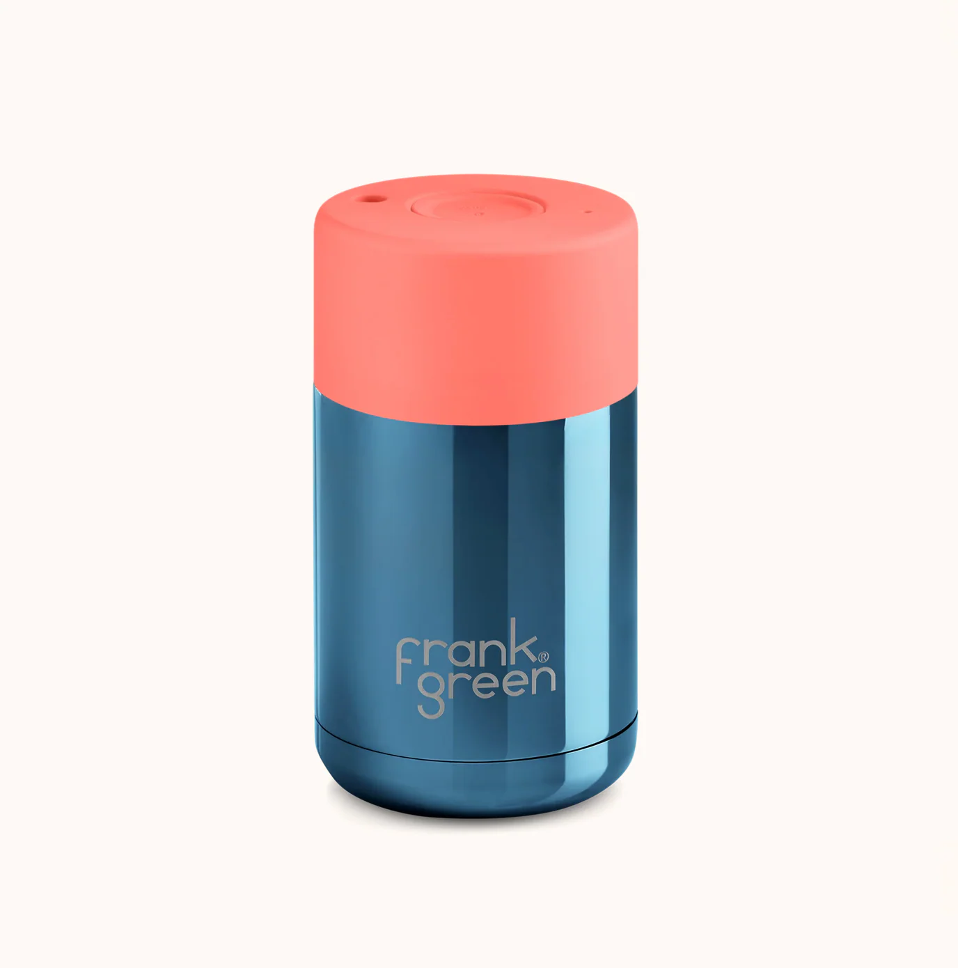 Frank Green Ceramic Reusable Cup Chrome Collection 10oz, Metallic Blue (Push Lid) - Image 5