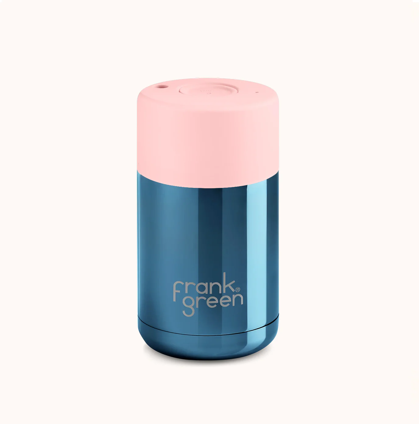 Frank Green Ceramic Reusable Cup Chrome Collection 10oz, Metallic Blue (Push Lid) - Image 6