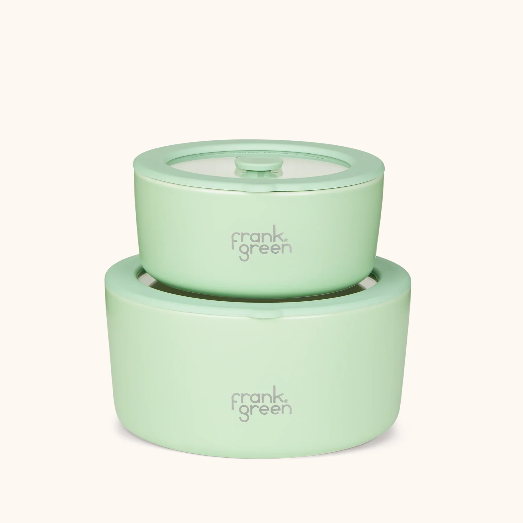 Frank Green Porcelain Bowls With Glass Lids Two Pack 700ml & 1500ml, Mint Gelato