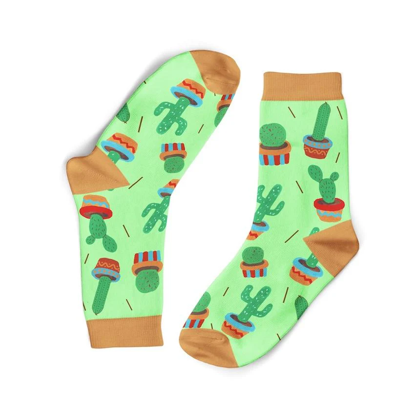 Funky Sock Co Bamboo Socks Single Pair, Mexicali MeHico Cactus - Image 2