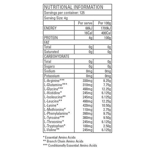 Gen-Tec Nutrition Essential Amino Acids 200g Or 500g - Image 3
