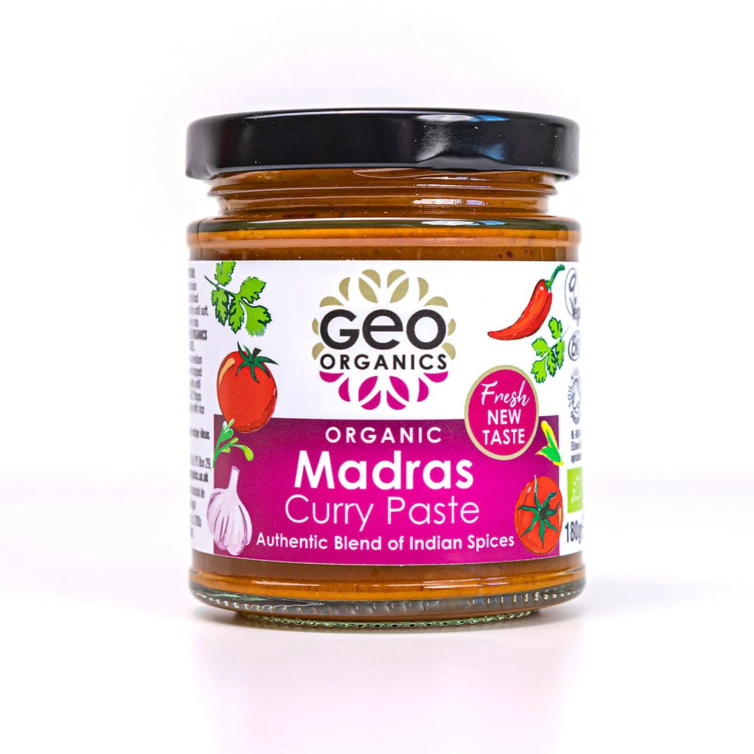 Geo Organics Organic Indian Madras Curry Paste 180g, Mild Spice Level