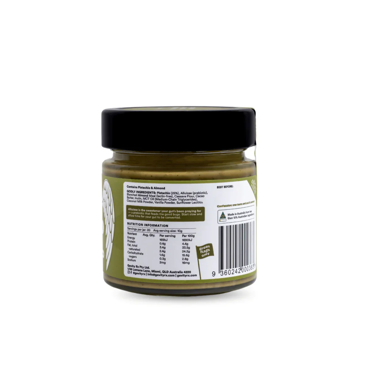 Gevity Good Stachio; Sin-Free Pistachio Spread 200g, No sugar No Dairy No Seed Oils - Image 2