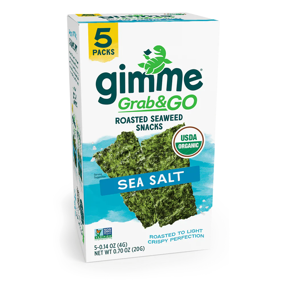 Gimme Organic Roasted Seaweed Snacks 'Grab & Go' 5 Value Pack ,Sea Salt Flavour