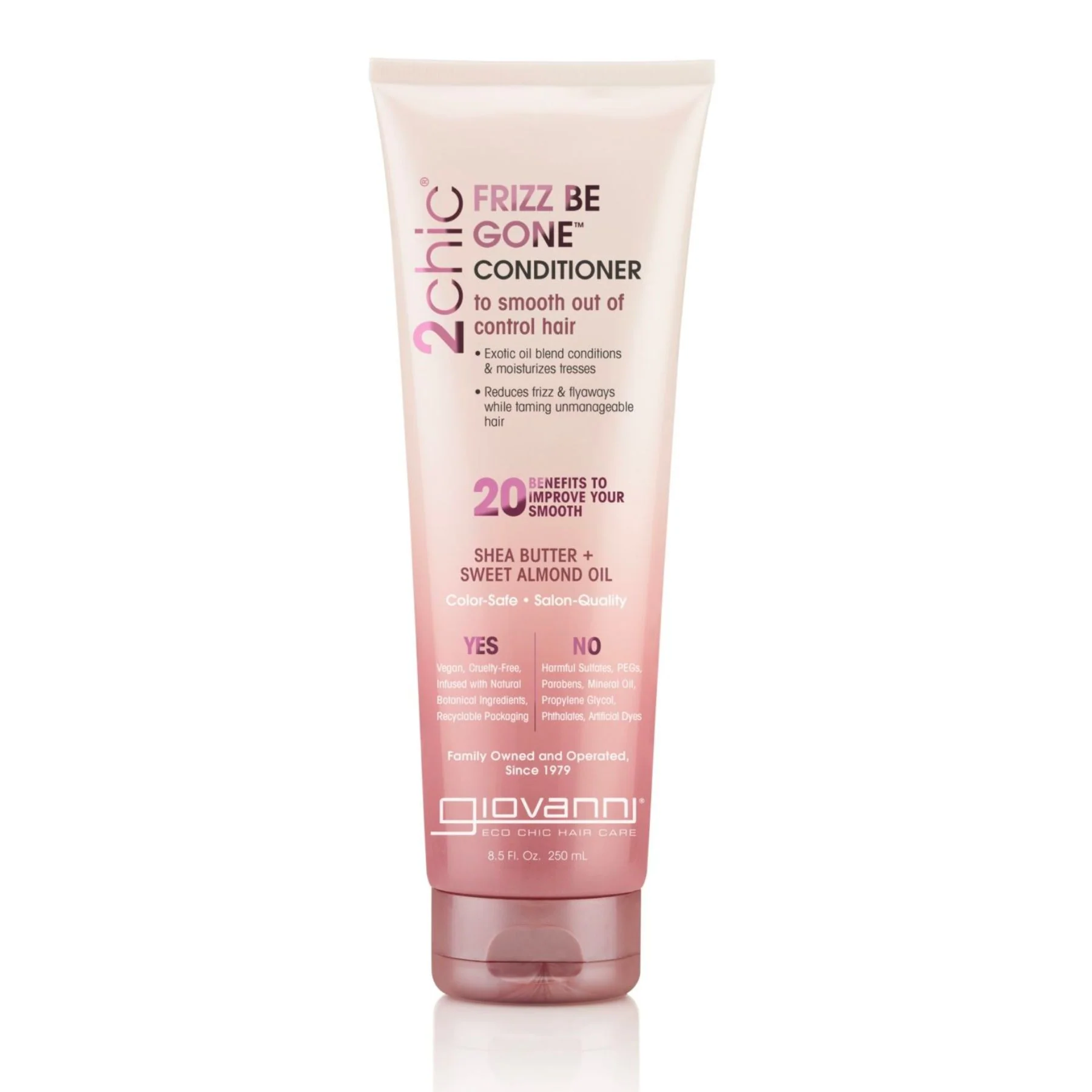 Giovanni 2Chic Frizz Be Gone Conditioner 250ml, To Smooth Out Of Control Hair - Image 2
