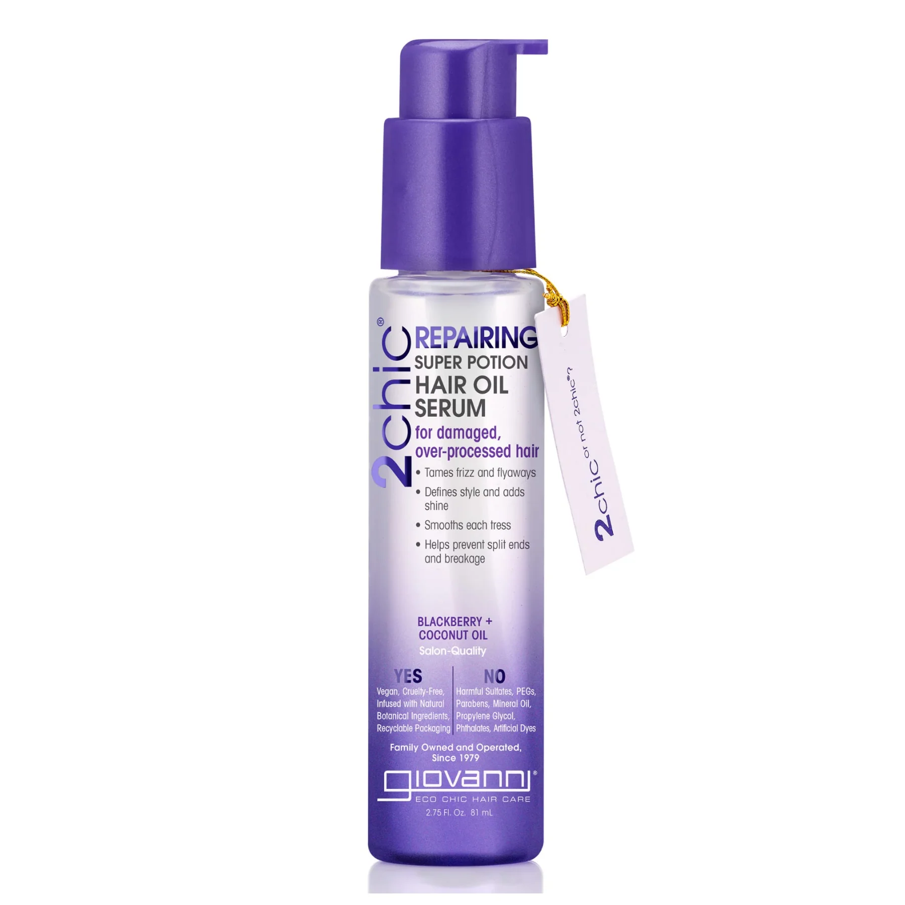 Giovanni 2Chic Repairing Hair Serum Oil 81mL, For Damaged, Over-Processed Hair - Image 3