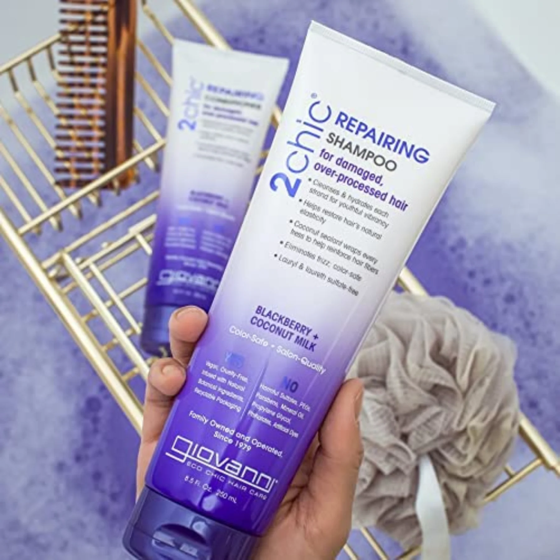 Giovanni 2Chic Repairing Shampoo 250mL, For Damaged, Over-Processed Hair - Image 3