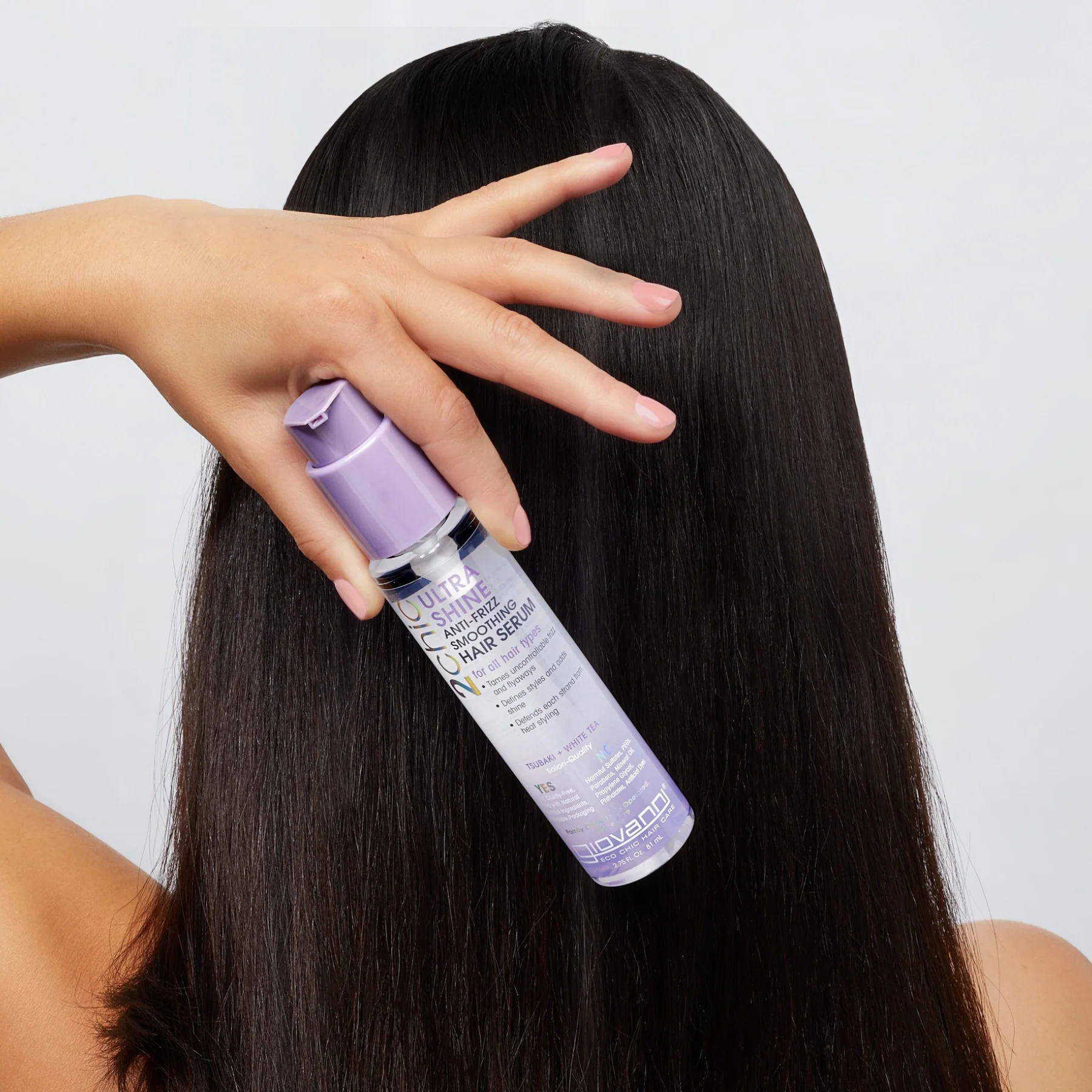 Giovanni 2Chic Ultra Shine Anti-Frizz Smoothing Hair Serum 81mL, Defines Styles & Adds Shine