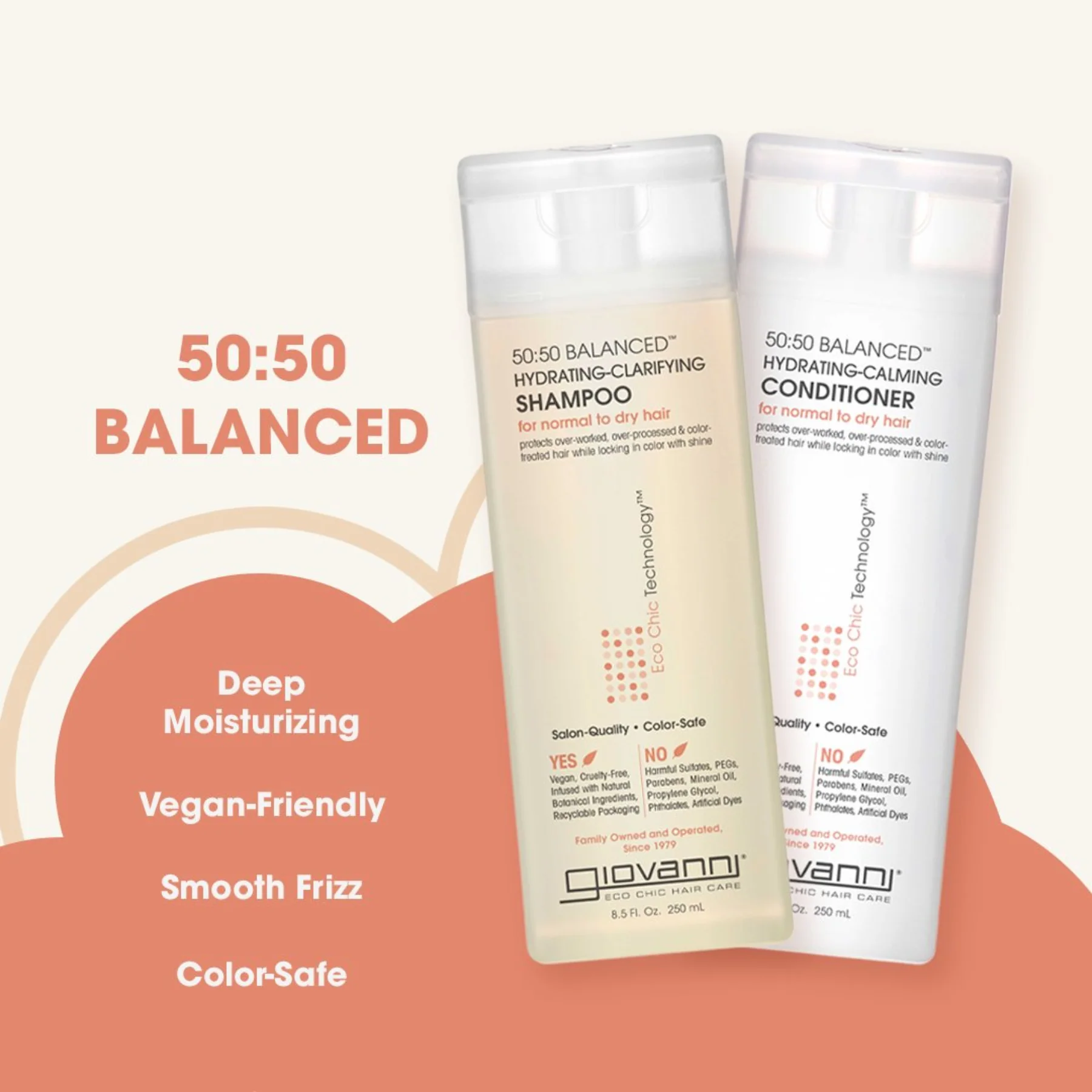Giovanni 50:50 Balanced Hydrating-Clarifying Conditioner, For Over-Processed & Environmentally Stressed Hair, 60mL or 250mL - Image 2