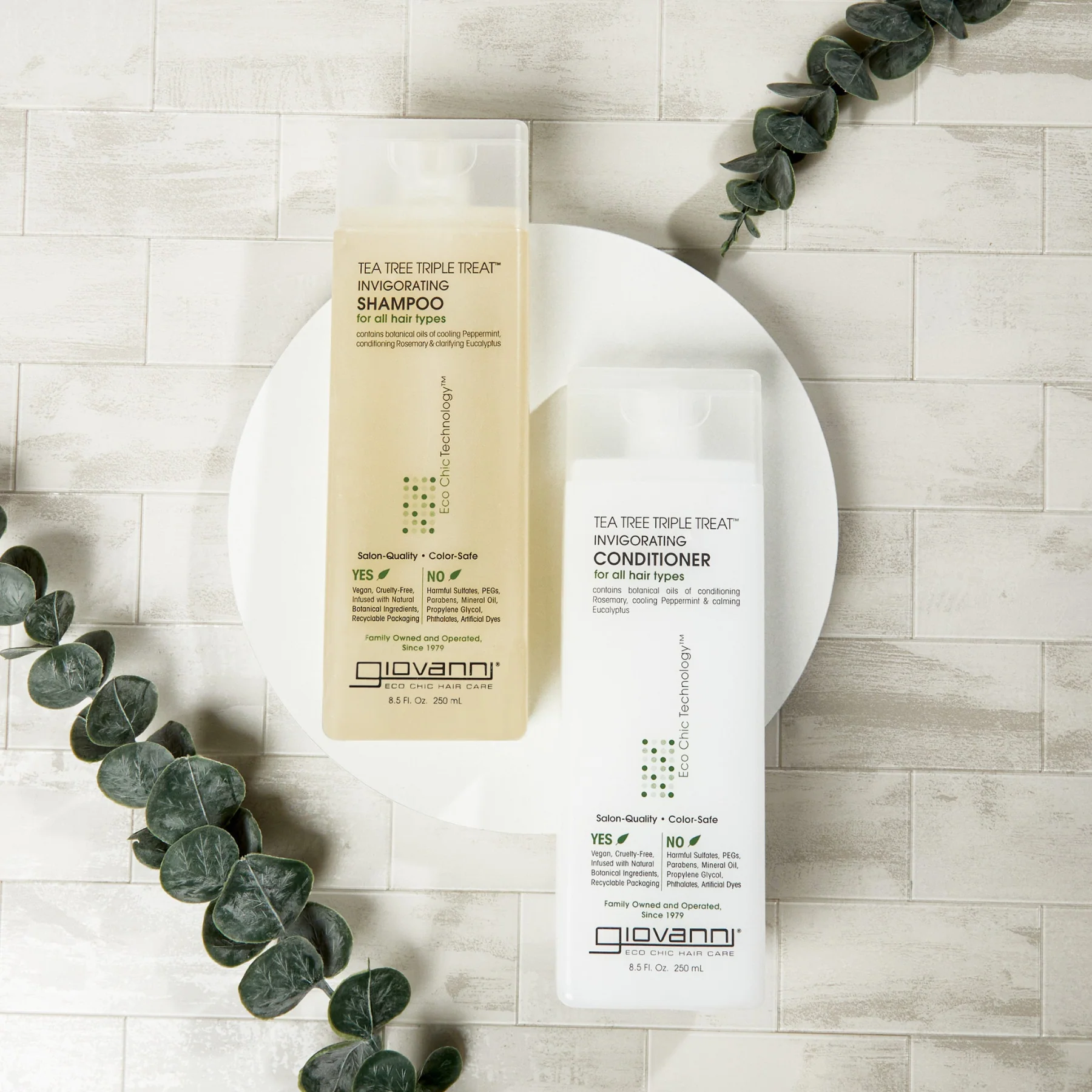 Giovanni Tea Tree Triple Treat Shampoo 60mL or 250mL, For Refreshed & Renewed Hair