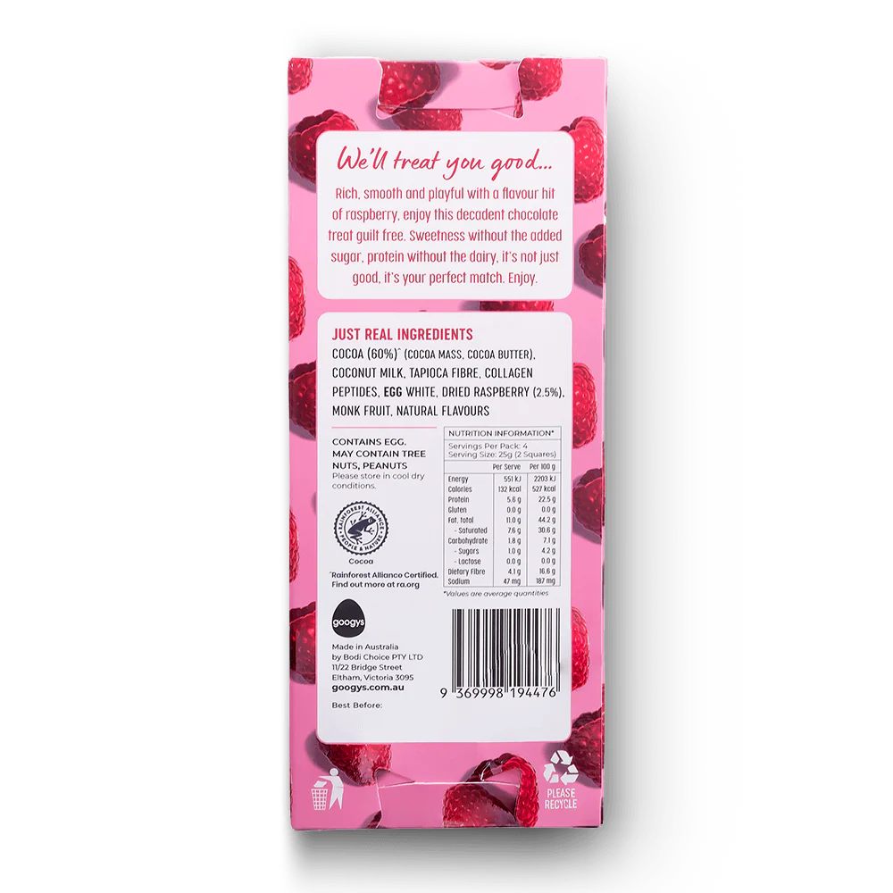 Googy's Good Choc+ 100g, Dark Raspberry - Image 3